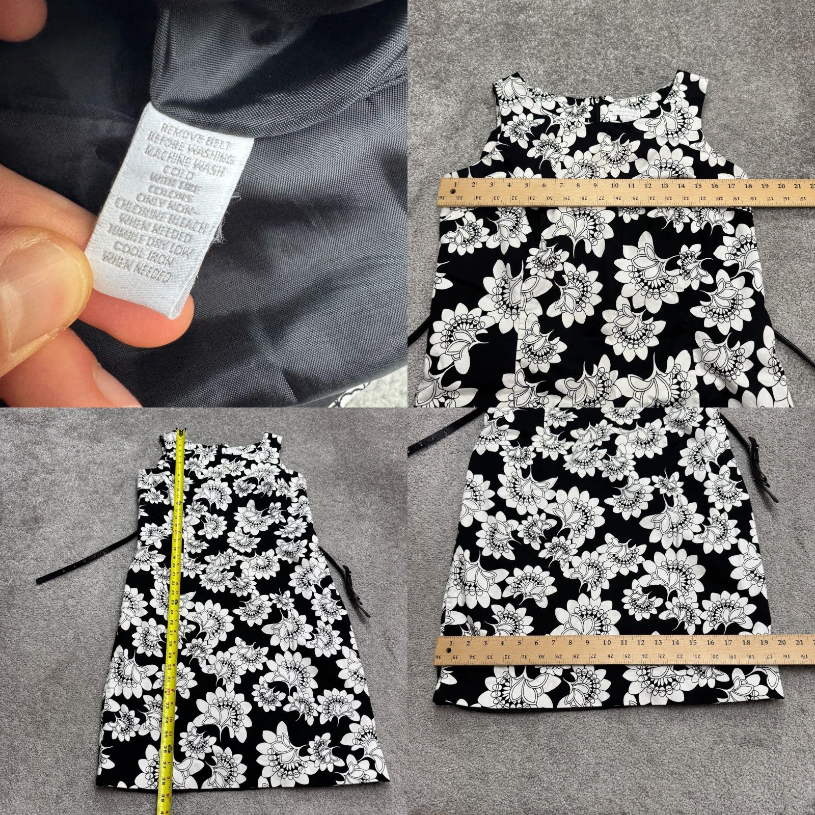 Charter Club VINTAGE Charter Club Floral Belted Midi Sheath Dress Womens 14 Black White Sleeveless Size XL / US 12-14 / IT 48-50 - 8 Thumbnail