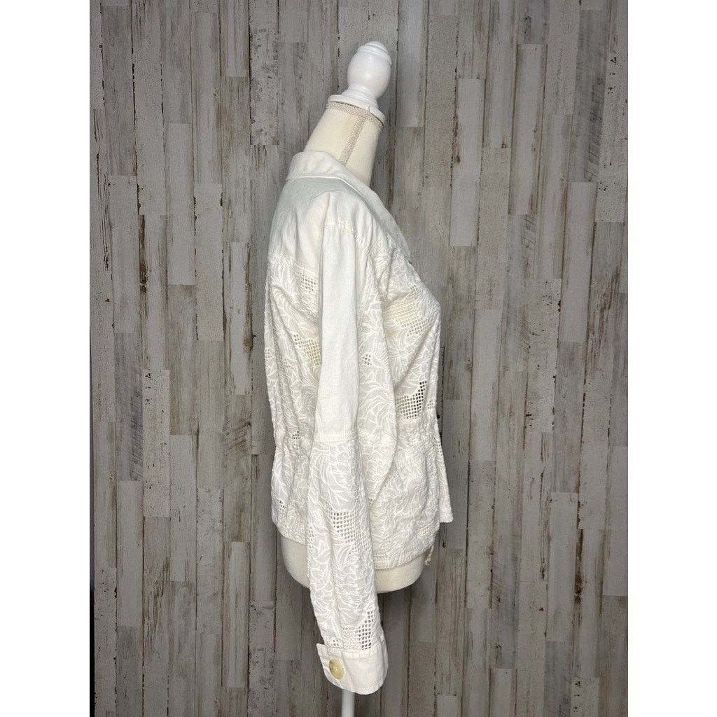 Anthropologie NWT Anthropologie Women's XS White Eyelet Anorak Jacket Size XS / US 0-2 / IT 36-38 - 7 Thumbnail
