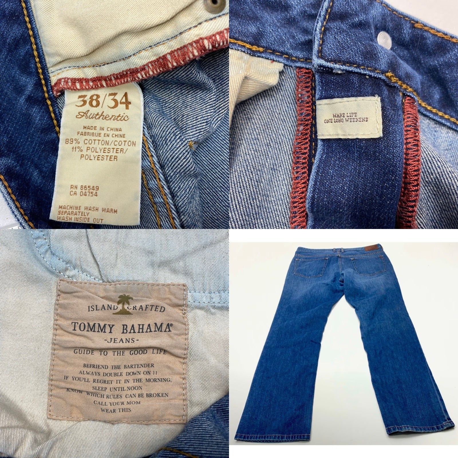 Tommy Bahama VINTAGE Tommy Bahama Jeans Mens 38x34 Dark Wash Blue Denim Straight Leg SELVEDGE 7966 Size US 38 / EU 54 - 8 Thumbnail