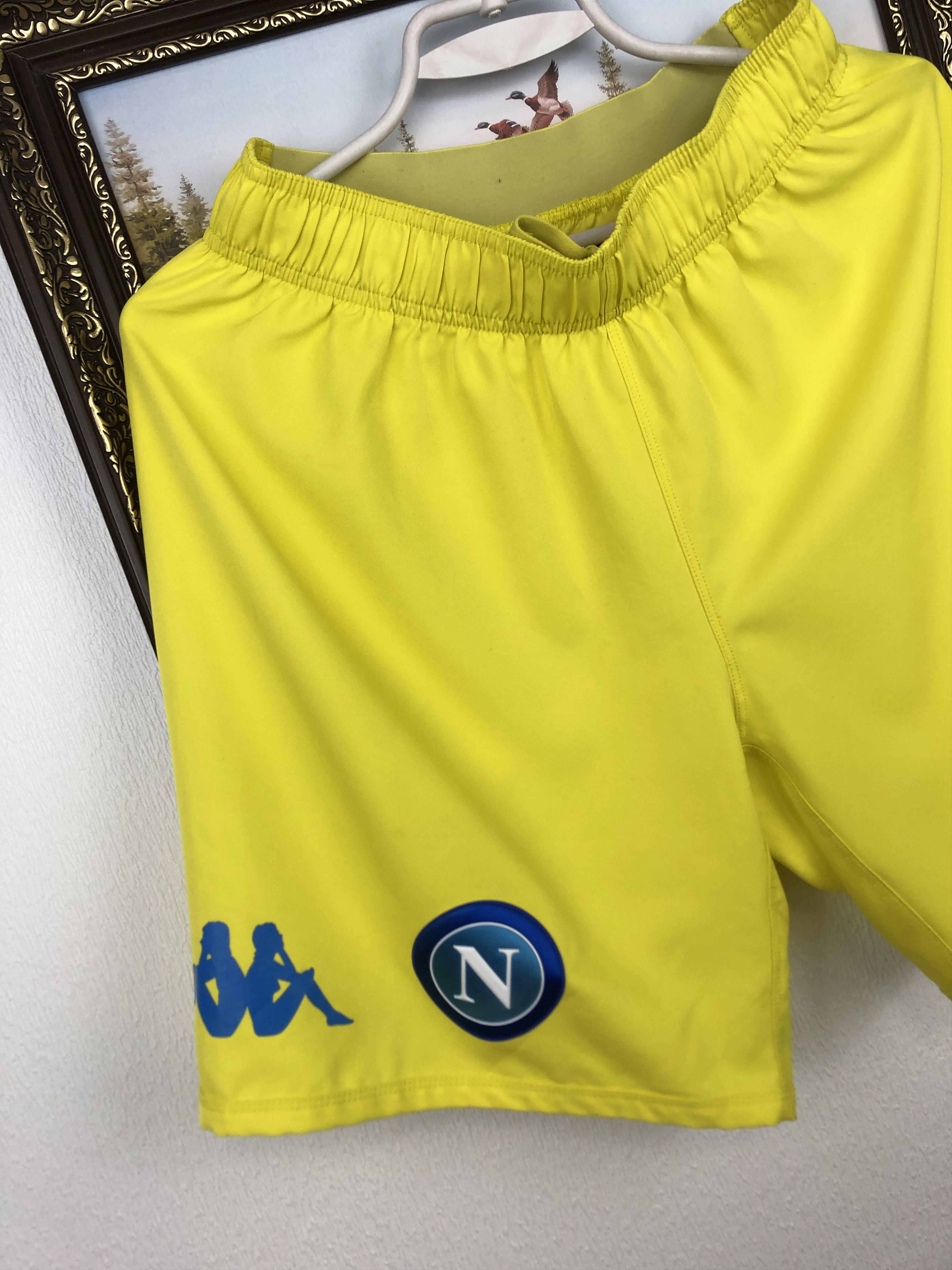 Kappa Napoli Football Shorts Yellow Athletic Mens Soccer Track Size US 32 / EU 48 - 2 Thumbnail