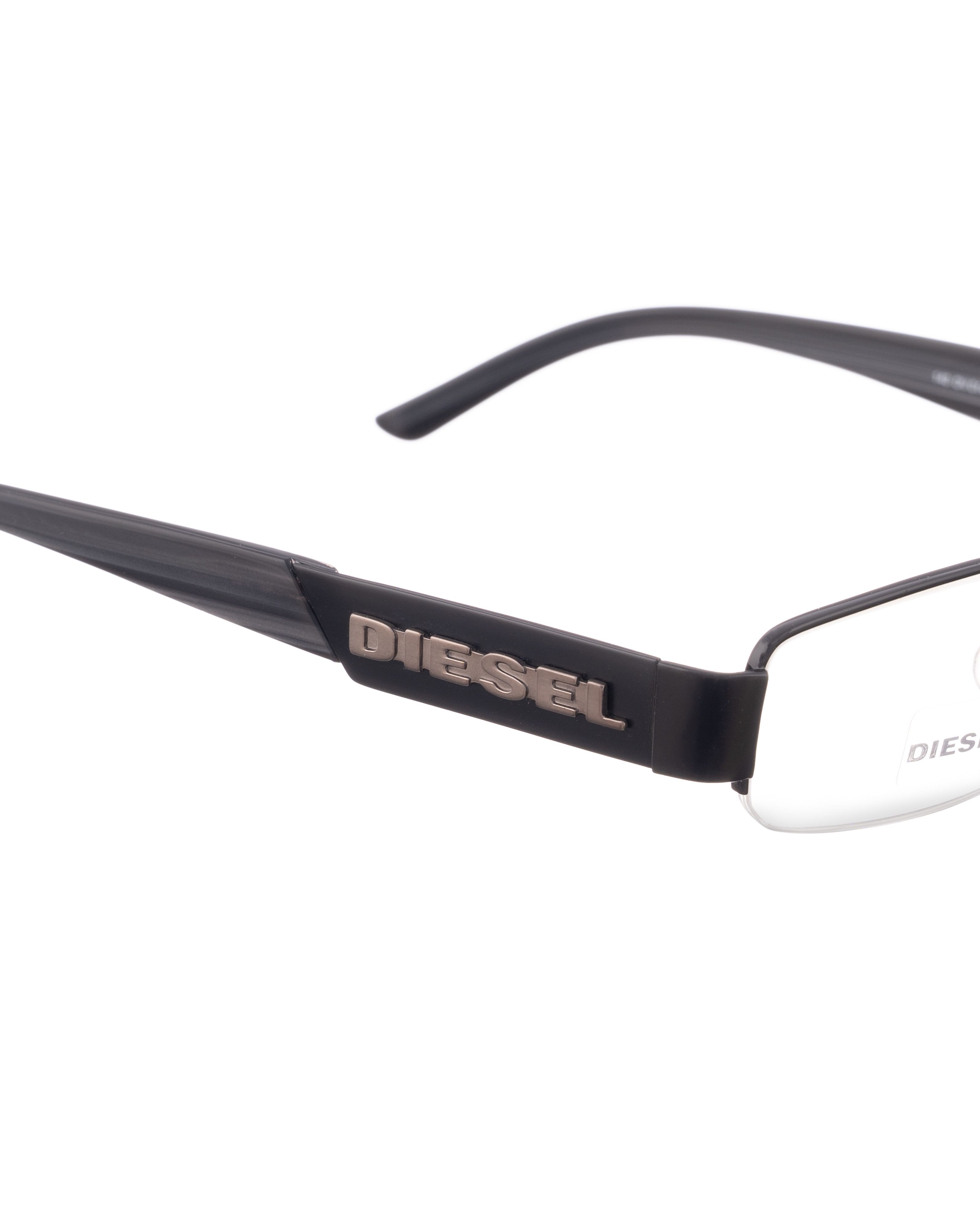 Diesel 00s Half Rim Grey & Black Glasses with Chrome Logo