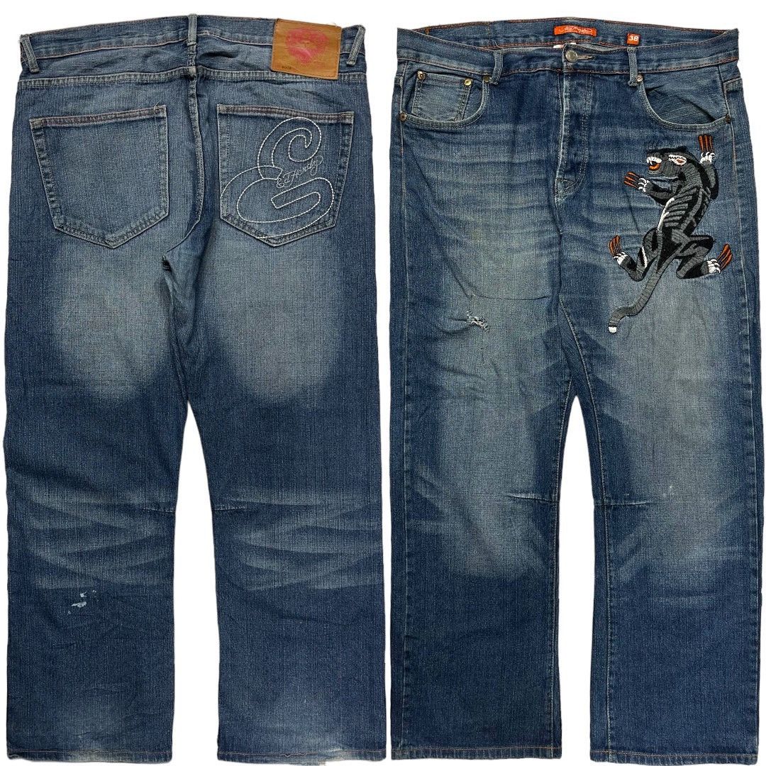 image of Christian Audigier x Ed Hardy Christian Audiger Panther Jeans [41-38] in Blue, Men's