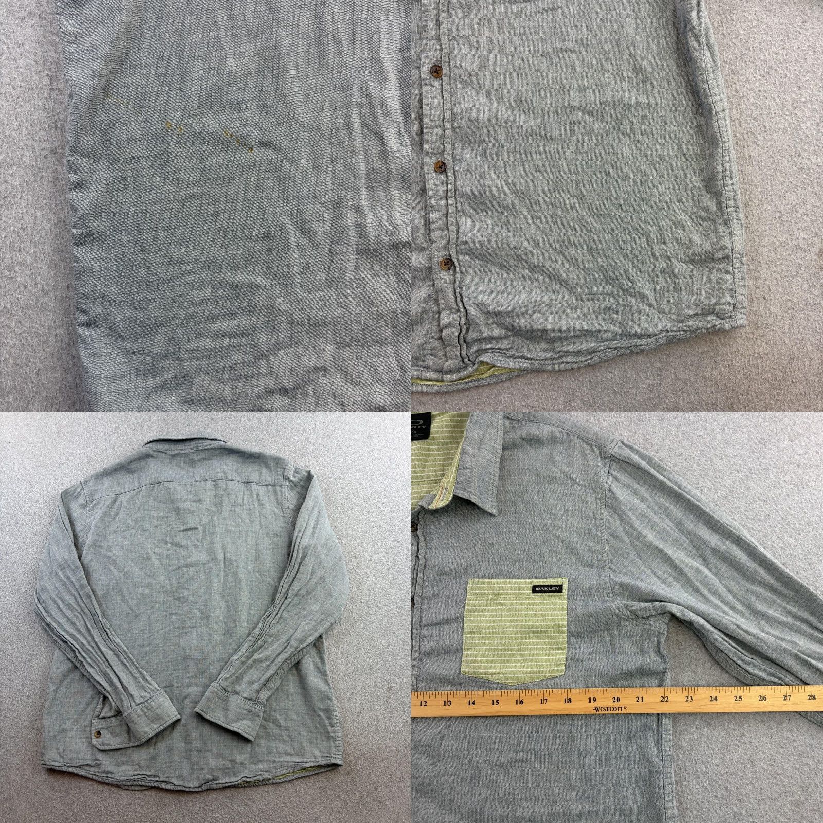 Oakley Oakley Shirt Mens L Gray Chambray Long Sleeve Button Up Contrast Pocket Size US L / EU 52-54 / 3 - 8 Thumbnail