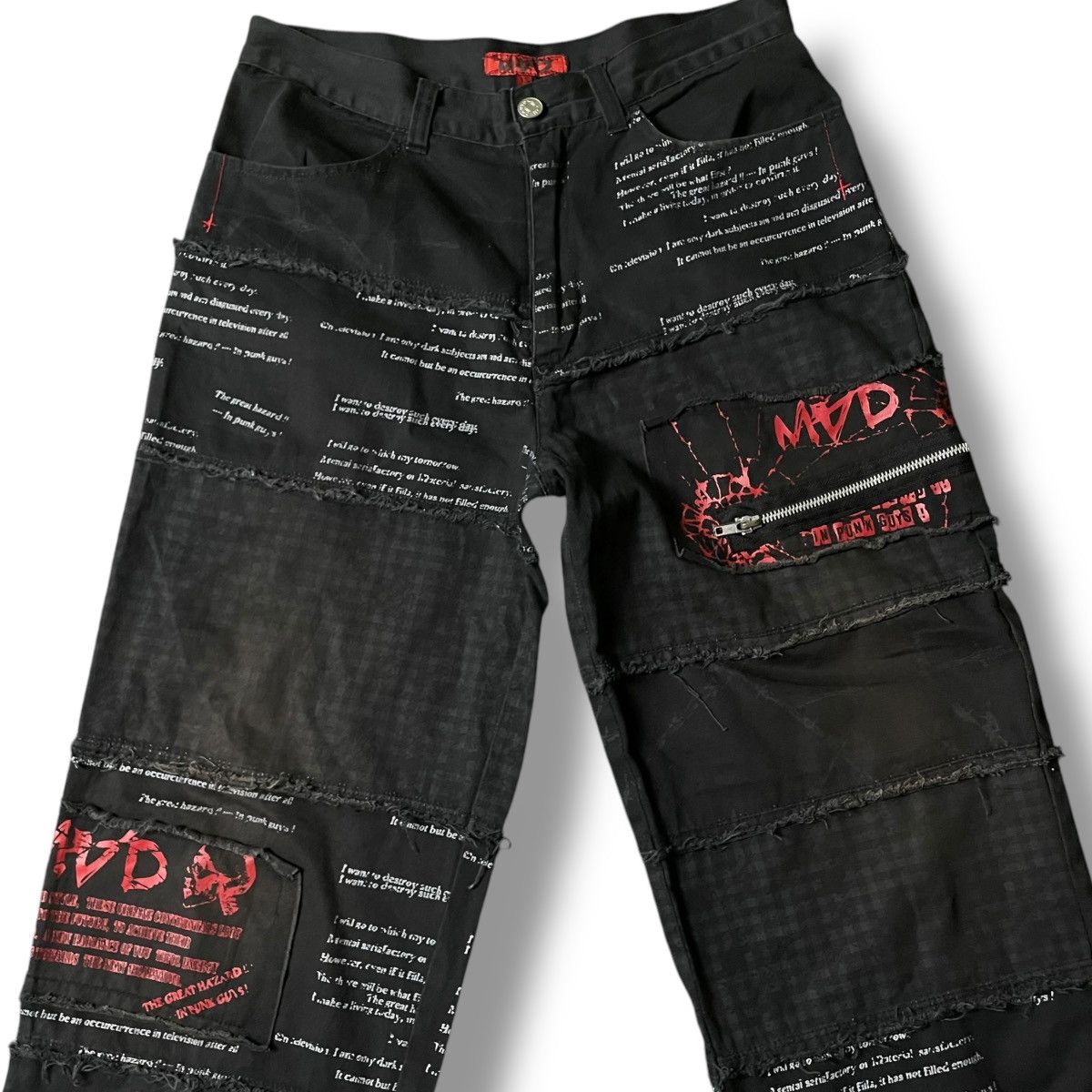 If Six Was Nine × Japanese Brand × Yasuyuki Ishii 🇯🇵☠️ MAD PUNK WORDING PATCHES SEDITIONARIES PUNK GOTHIC PANTS Size US 29 - 3 Thumbnail