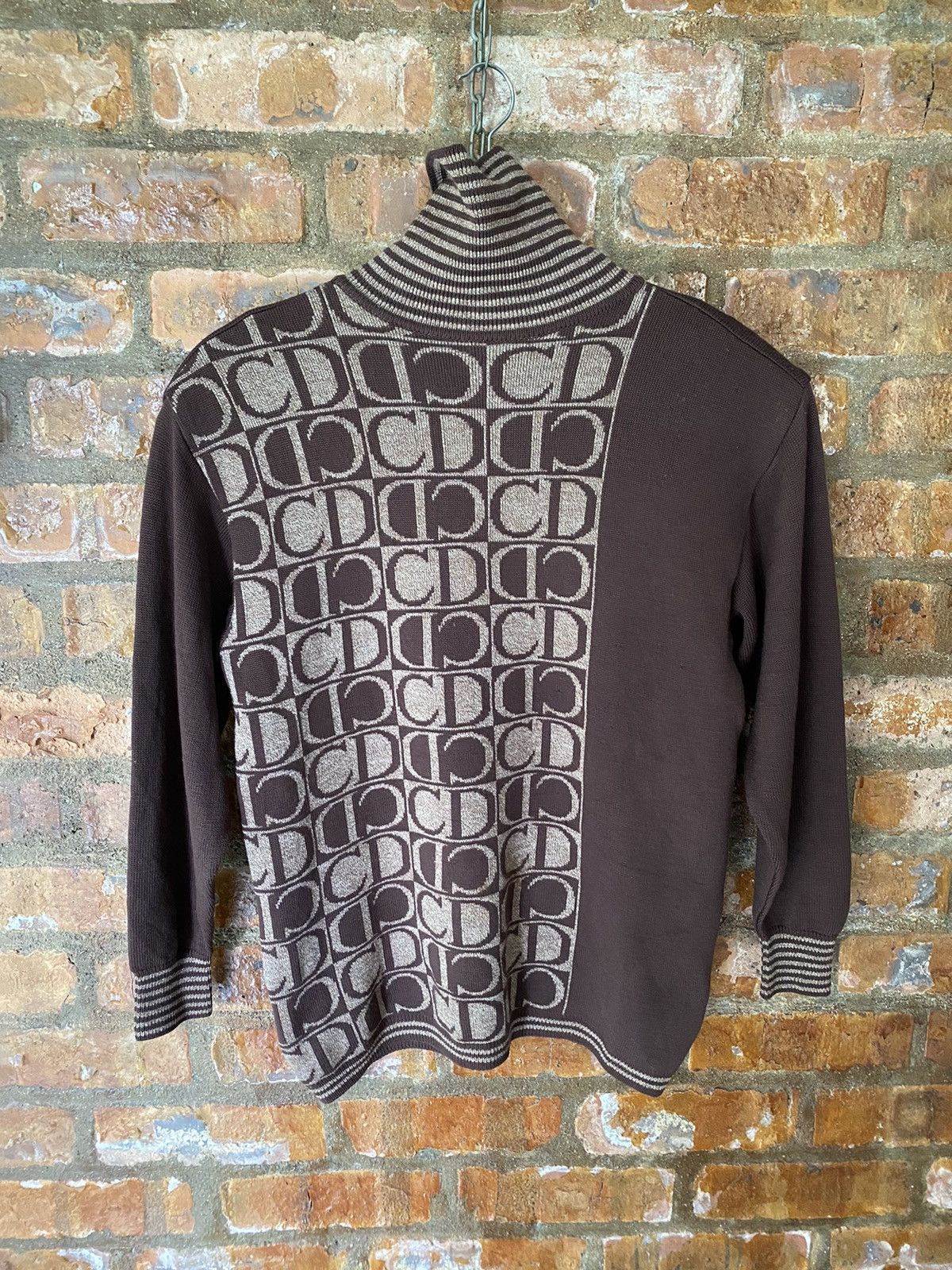 Dior 1990s Cristian Dior CD turtle neck wool jacquard Size M / US 6-8 / IT 42-44 - 2 Thumbnail