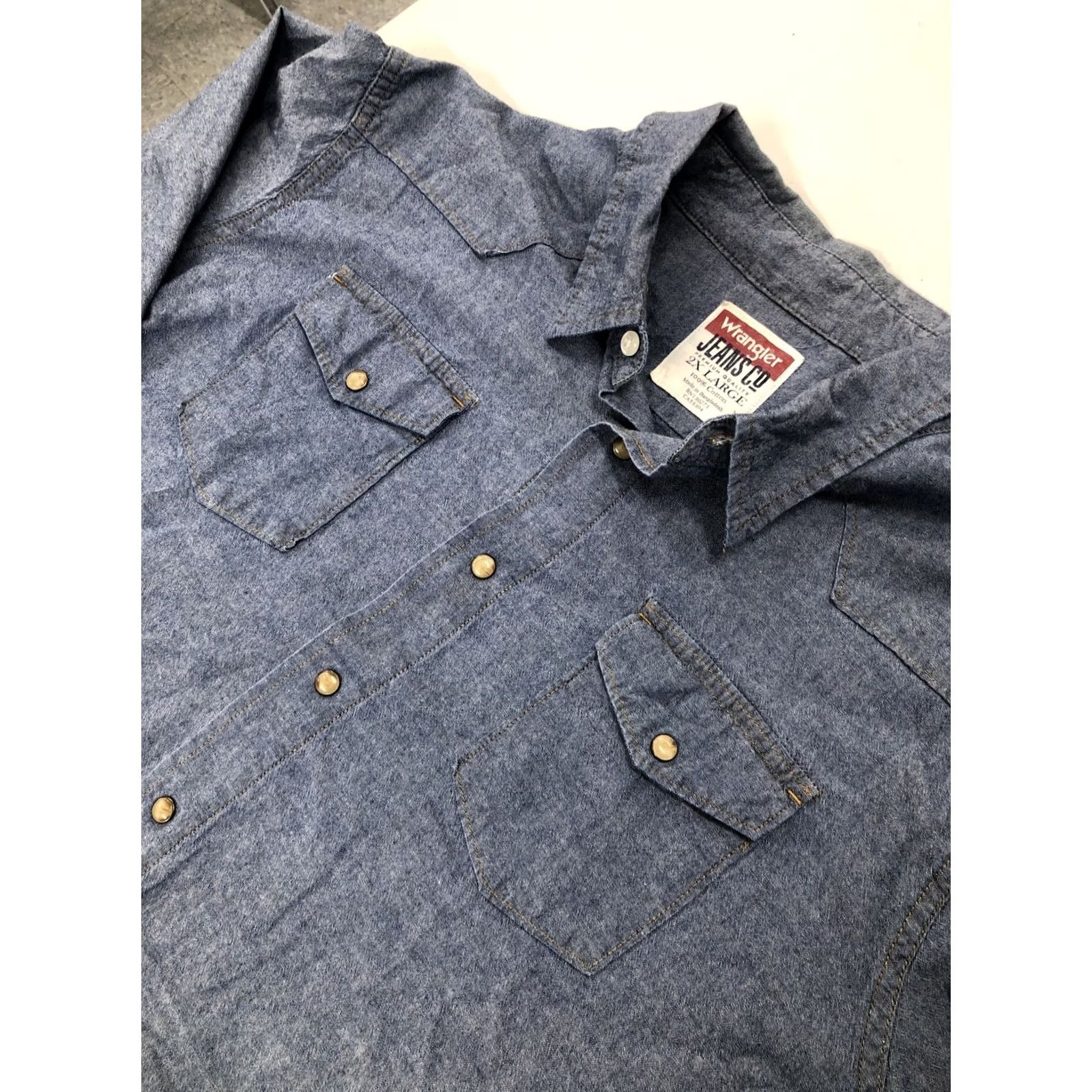 Wrangler VINTAGE Wrangler Retro Premium Snap Button Shirt Men's 2XL Denim Blue Western Jean Shirt Size US XXL / EU 58 / 5 - 3 Thumbnail