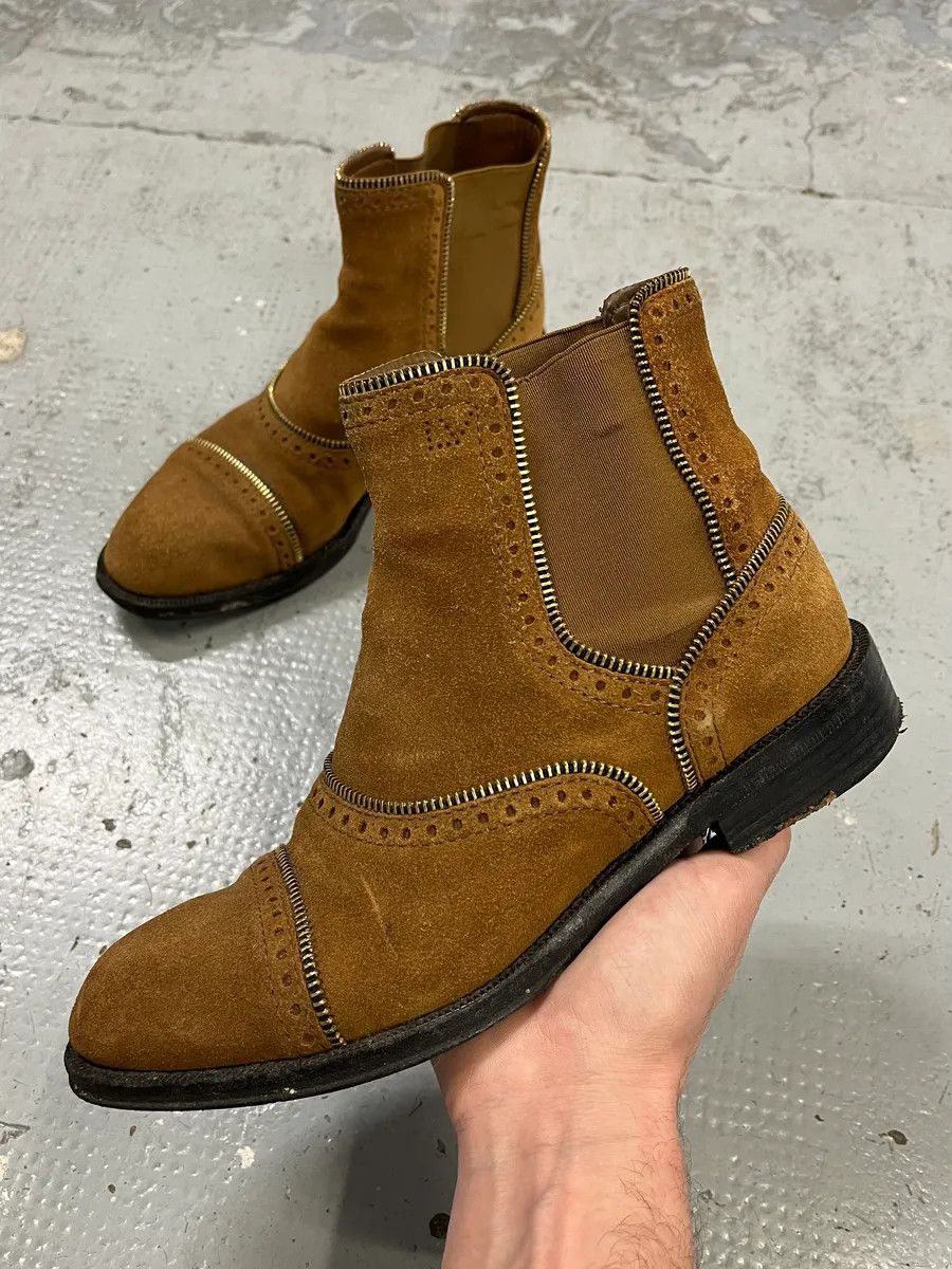 Louis Vuitton Louis Vuitton Camel Suede Multi Zip Leather Boots Size US 7.5 / IT 37.5 - 1 Thumbnail