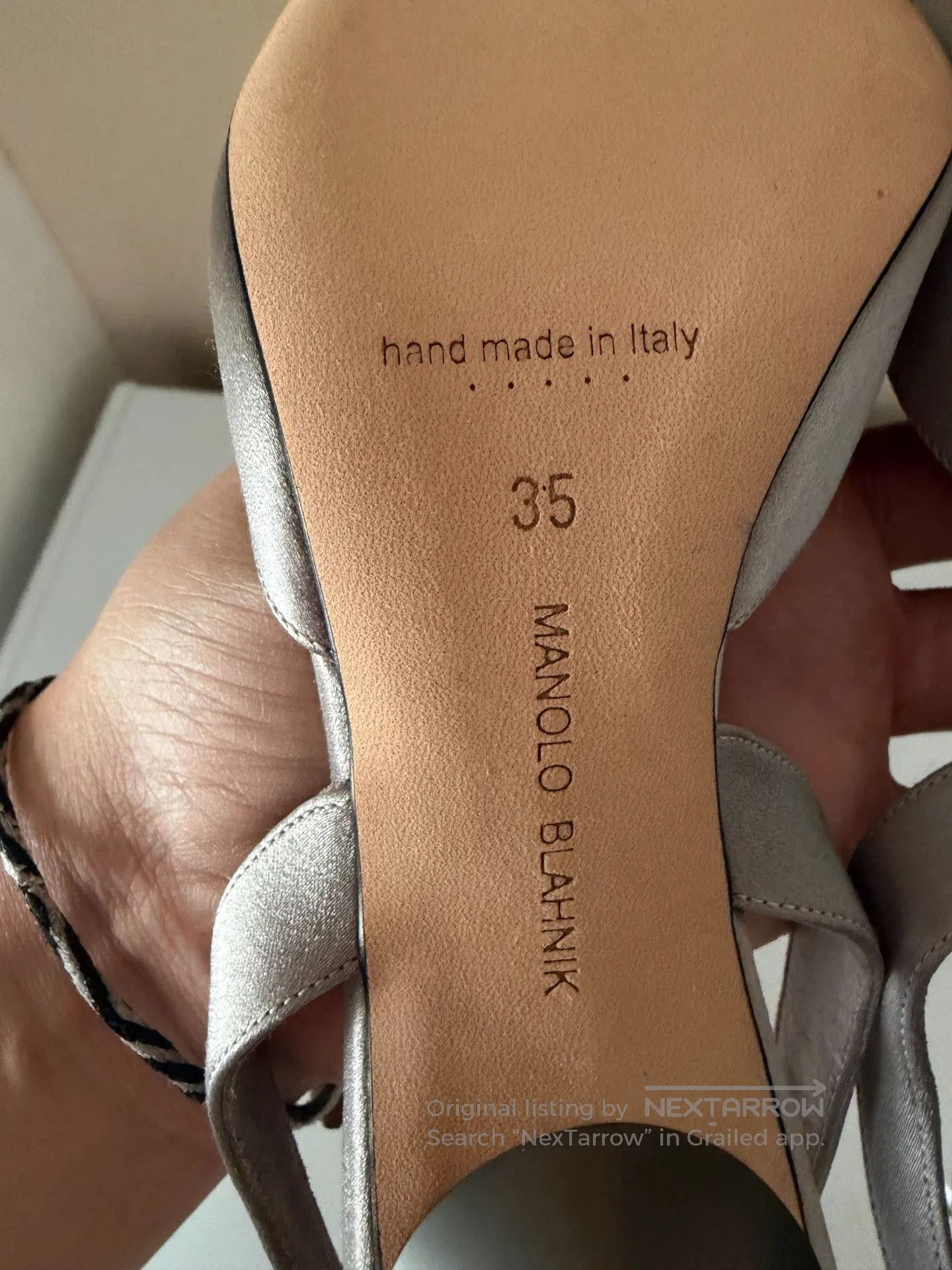 Japanese Brand Manolo Blahnik Champagne Satin Heel Sandals. Size US 6 / IT 36 - 5 Thumbnail