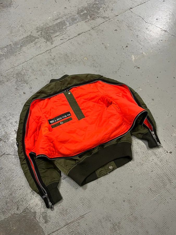Diesel Diesel Olive Multi-Pocket Back Zip Olive Cargo Bomber Jacket Size US M / EU 48-50 / 2 - 10 Thumbnail