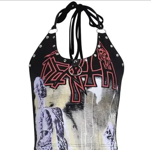 Other "DEATH" Sexy Y2K Aesthetic Black Red Corset Size XXS / US 00 / IT 34 - 4 Thumbnail