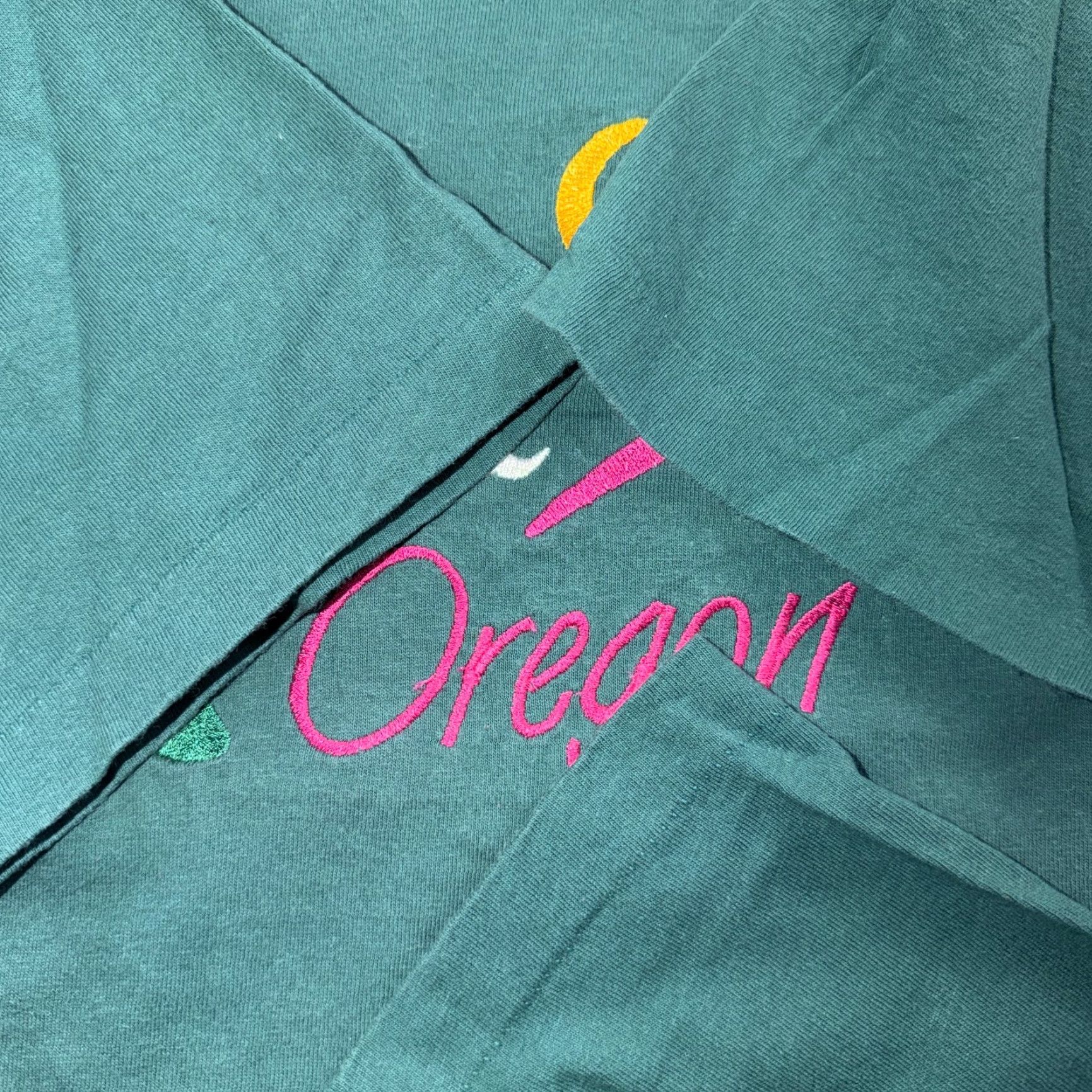 Anvil Oregon Anvil T Shirt Green Cotton 90s VTG Single Stitch Short Sleeve Crew Neck USA Trees Mountain Men L Green Embroidery Vintage Size US L / EU 52-54 / 3 - 5 Thumbnail
