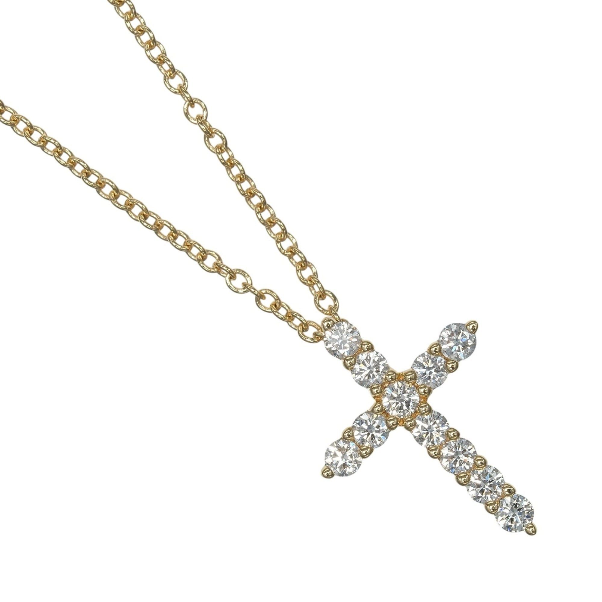 Tiffany & Co. Tiffany & Co. Cross Necklace XS 18K Yellow Gold with Diamonds, Approx. 2.22g. Size ONE SIZE - 1 Thumbnail