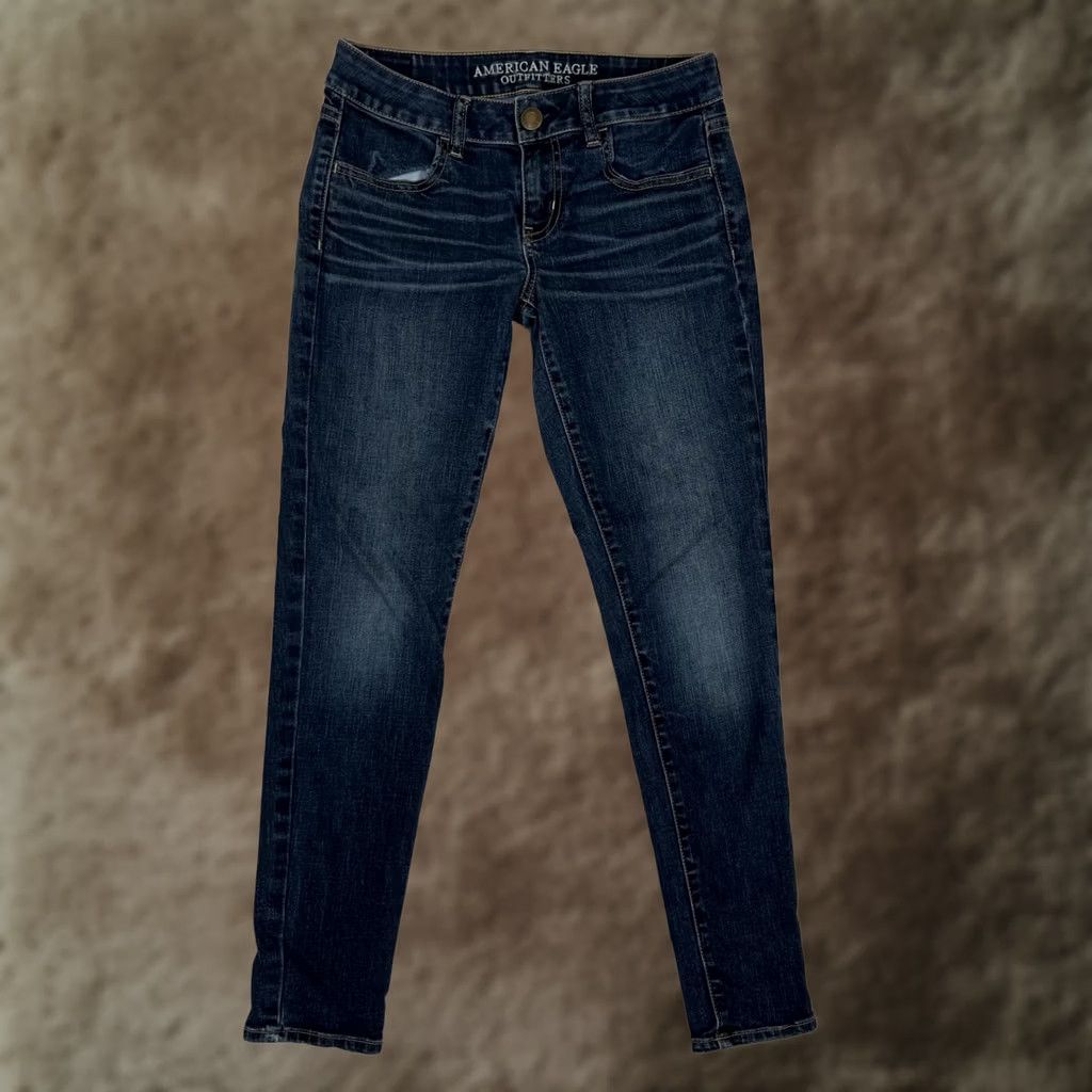 American Eagle Outfitters American Eagle Outfitters Jegging Jeans Women's 4 Regular Dark Blue Denim 5-Pocket Crop Stretch Size 27" / US 4 / IT 40 - 1 Thumbnail