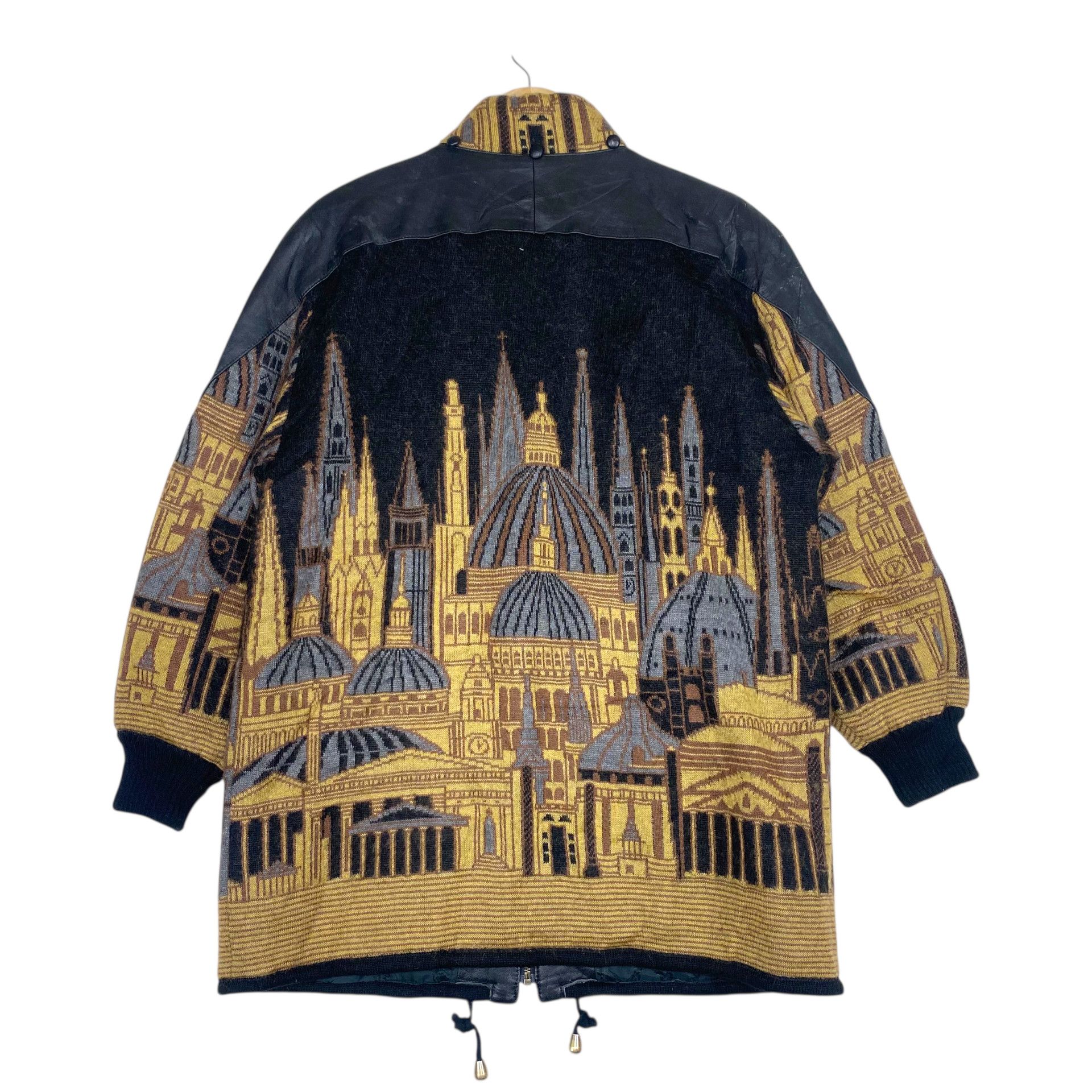 Japanese Brand 💥VINTAGE PAPPER PLAIN ART ARCHITECTURAL MOTIF KNIT JACKET Size US M / EU 48-50 / 2 - 8 Thumbnail