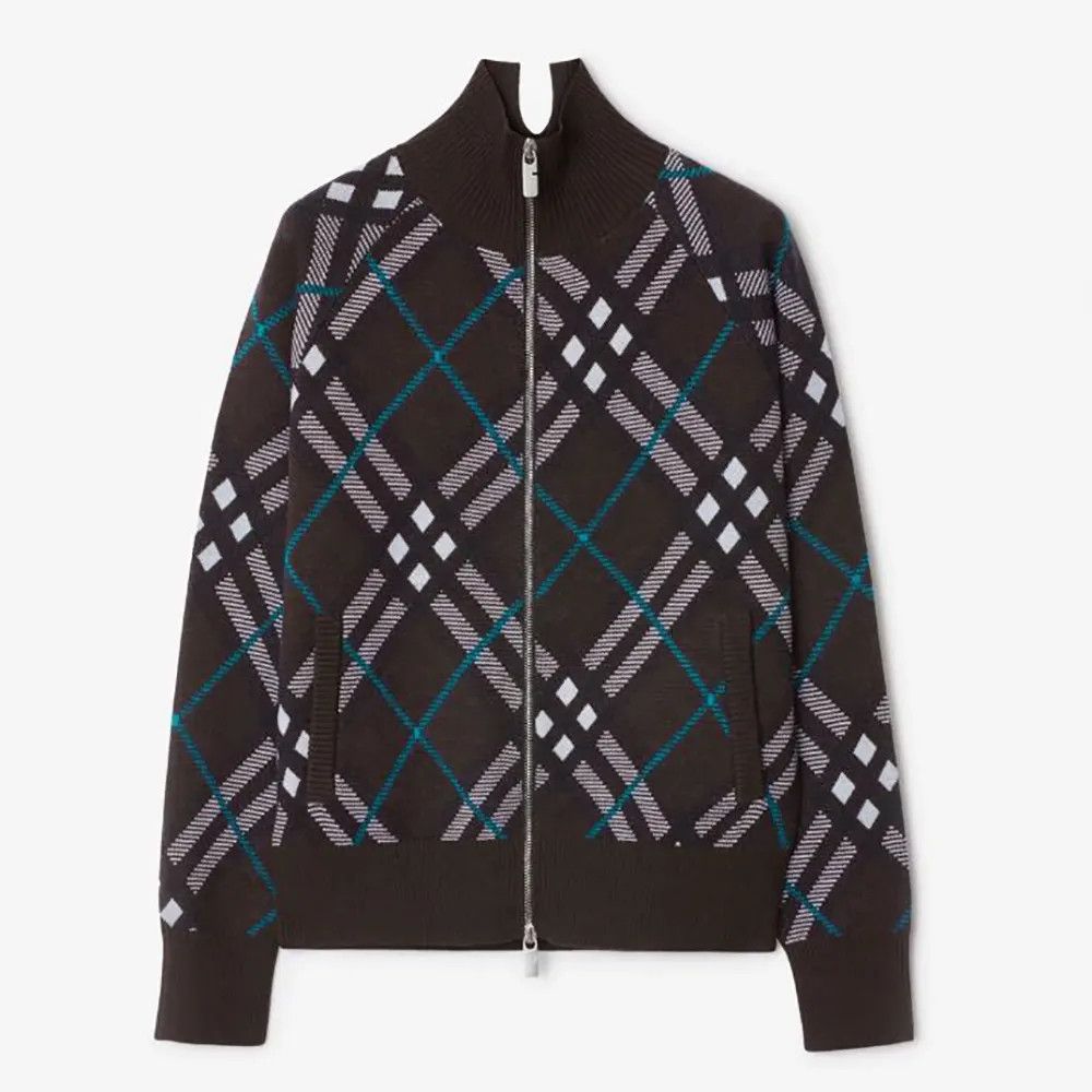 Burberry o1w1db10426 Check Wool Blend Track Jacket in Multicolor Size S / US 4 / IT 40 - 1 Preview