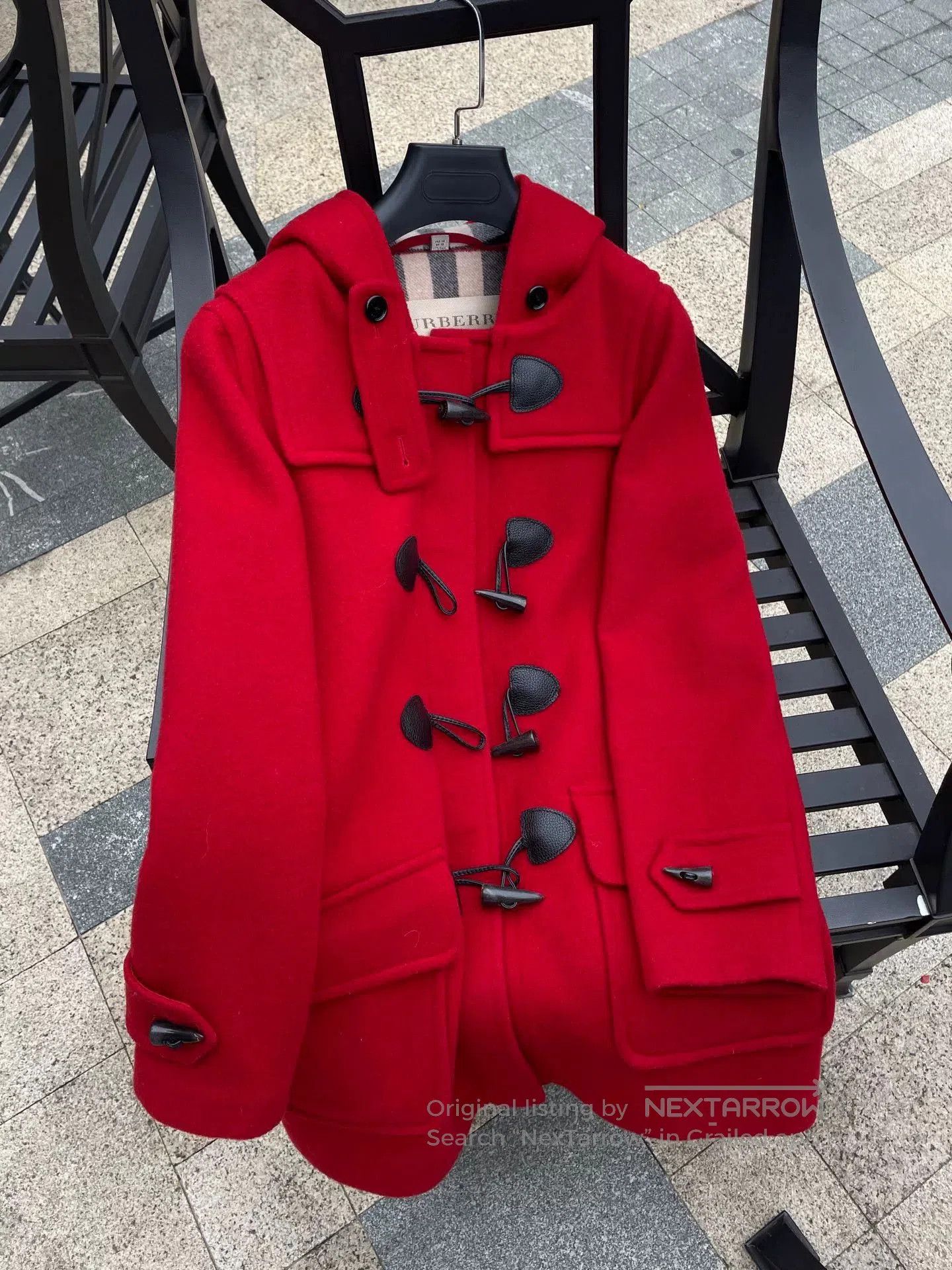 Burberry Red Toggle Coat for Sale.