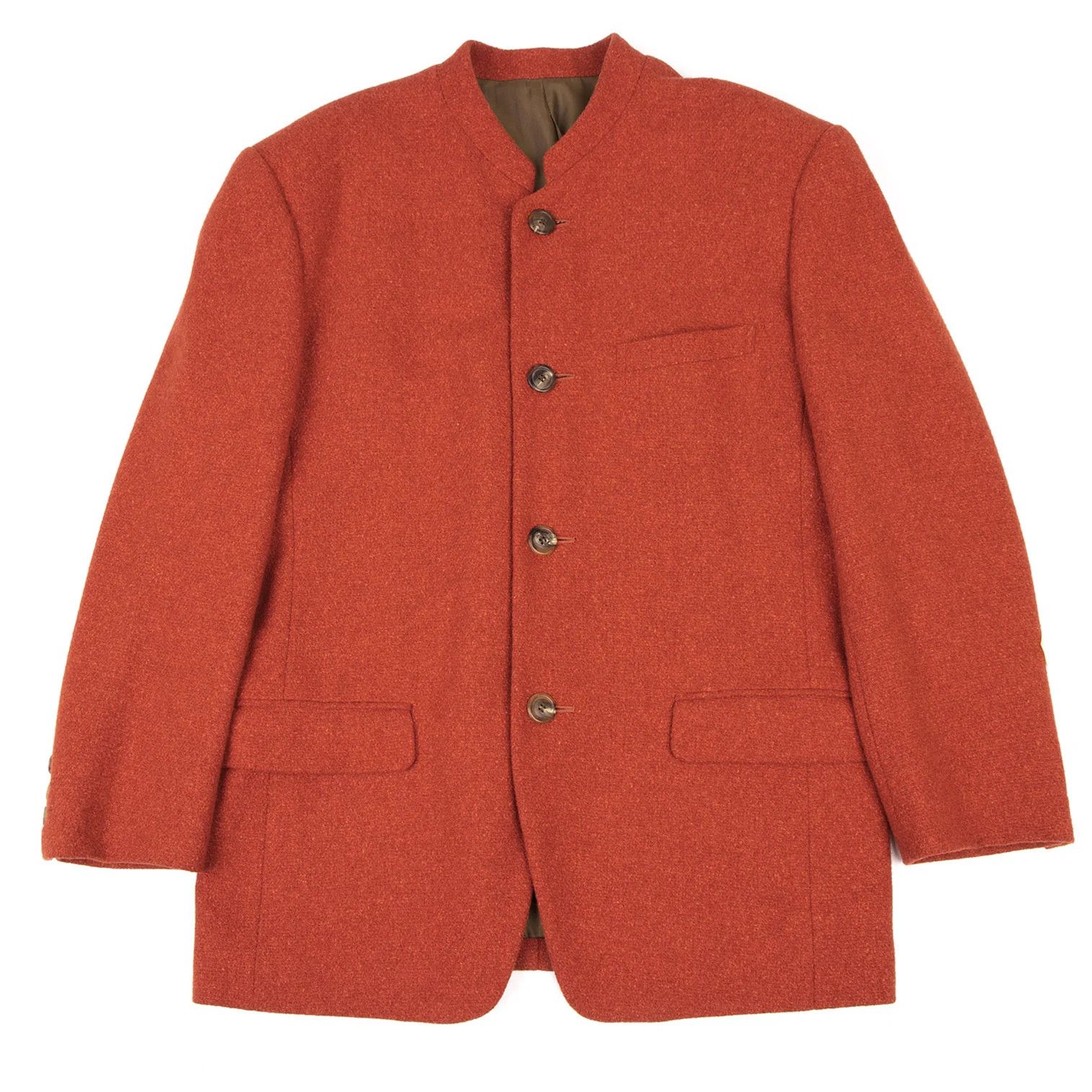 Issey Miyake Wool Band Collar Flap Pocket Jacket in Orange, Size M Size US M / EU 48-50 / 2 - 1 Thumbnail