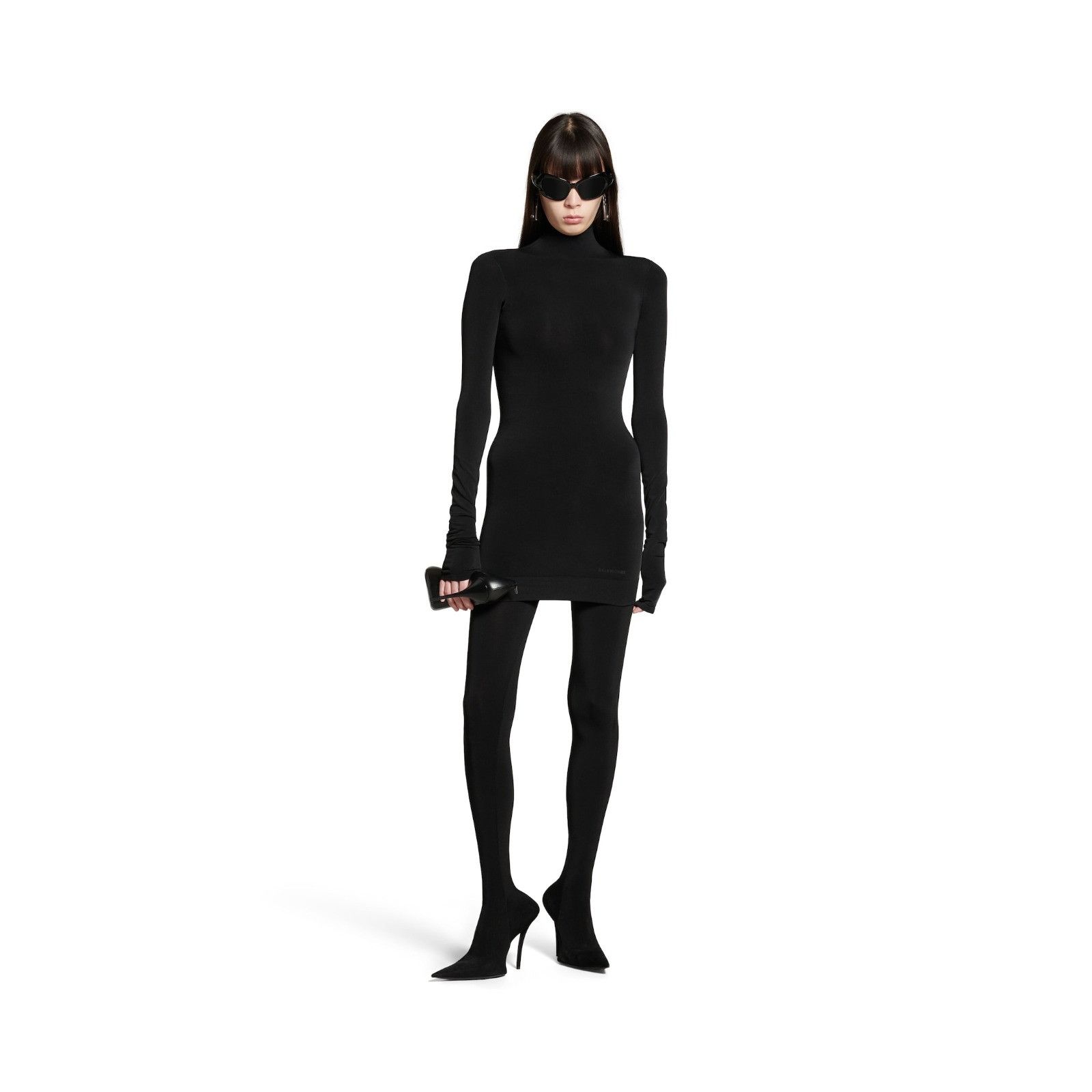 Balenciaga oc11z0426 Long Sleeve Mini Dress in Black Size L / US 10 / IT 46 - 3 Thumbnail