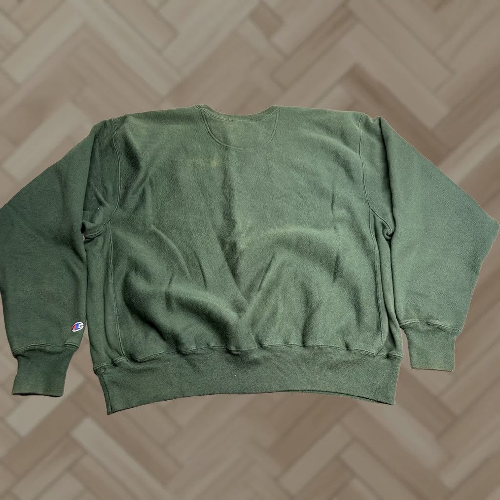 Champion VINTAGE Champion Sweatshirt XL Green Premium Reverse Weave Crewneck Embroidered Mens Pullover Heavyweight Logo Pattern Solid Size US XL / EU 56 / 4 - 1 Thumbnail