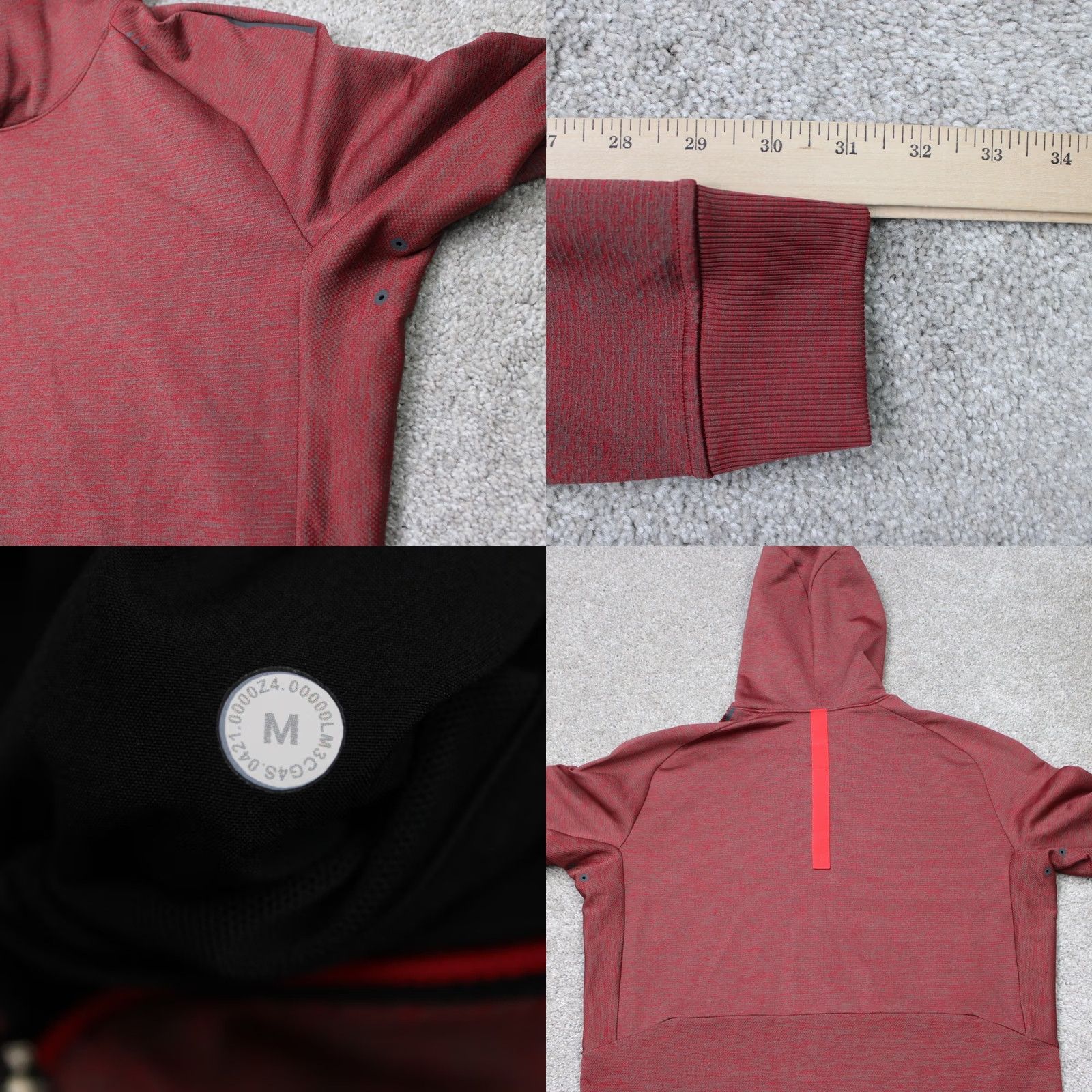 Lululemon Lululemon Hoodie Mens Medium red Textured Tech Hooded Sweatshirt Vented Pullover Size US M / EU 48-50 / 2 - 8 Thumbnail