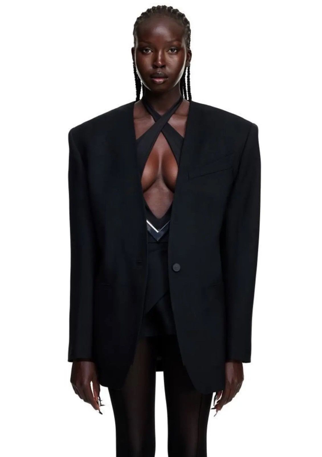 H&M × Mugler × Thierry Mugler Mugler X H&M HM Oversized Wool Blazer Jacket Black Size S / US 4 / IT 40 - 1 Thumbnail