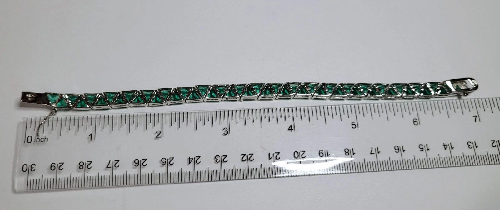 Sterling Silver Sterling Silver Tennis Bracelet 6.5" Green Silver Size ONE SIZE - 3 Thumbnail