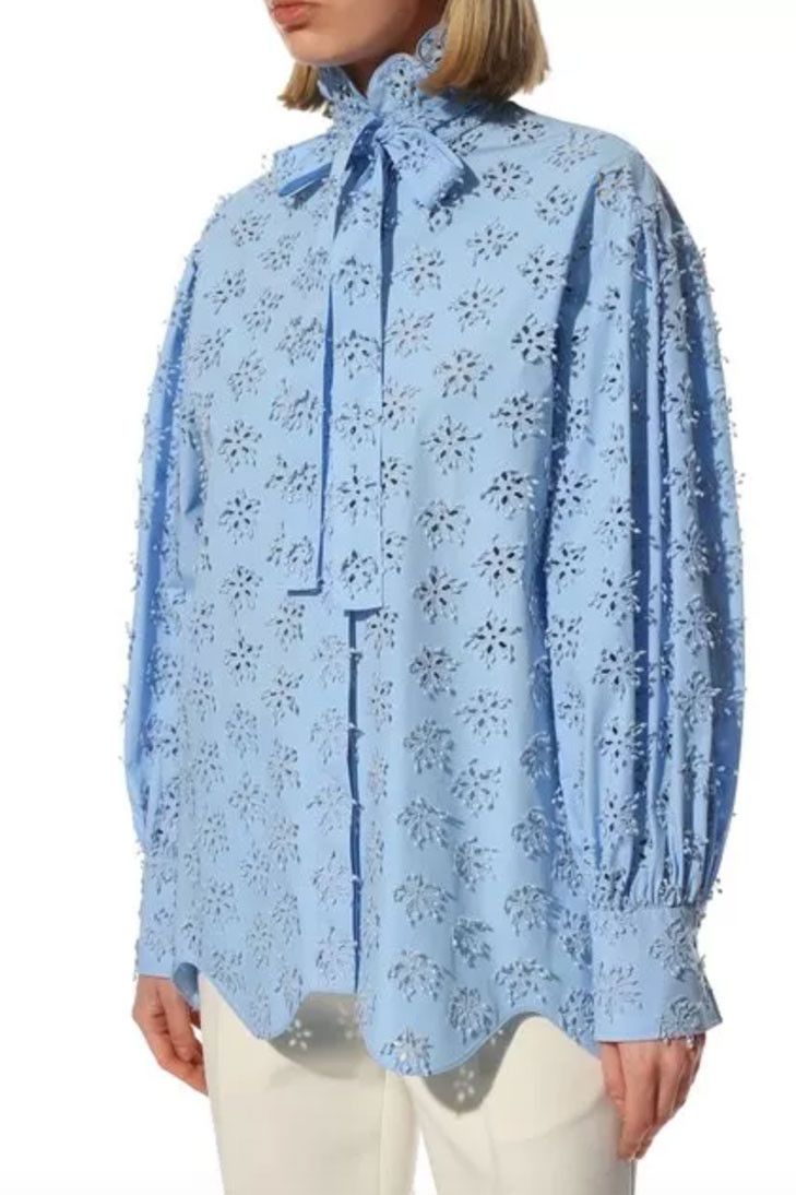 Valentino o1y0326 Solid Color Shirt in Sky Blue Size M / US 6-8 / IT 42-44 - 2 Thumbnail