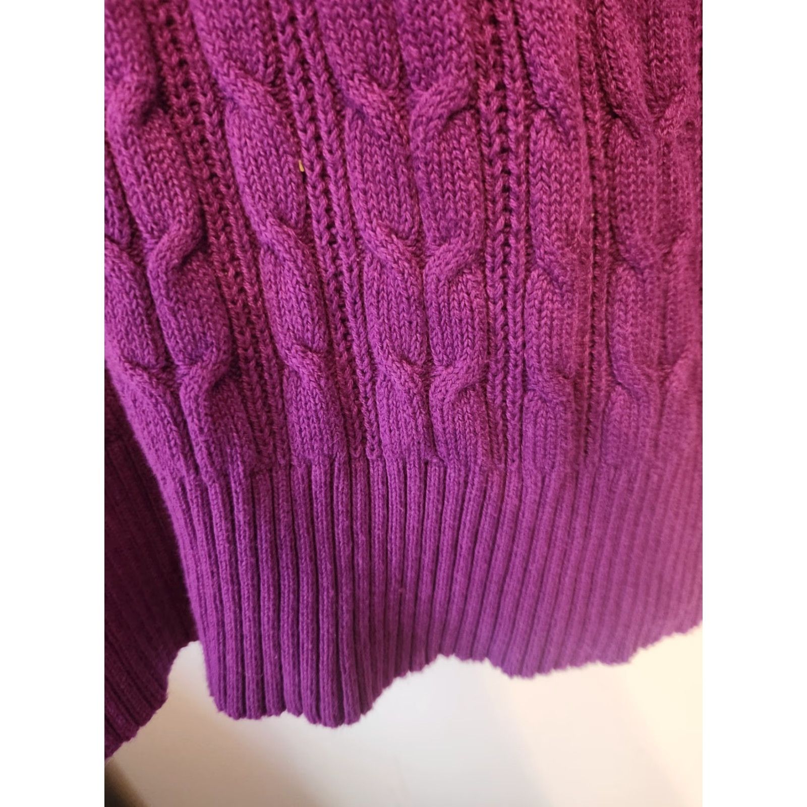 Vintage St. John's Bay Purple Cable Knit V Neck Sweater 2X Womens Plus Pullover Knit Wool Blend Long Sleeve Cardigan Size XXL / US 16-18 / IT 52-54 - 3 Thumbnail