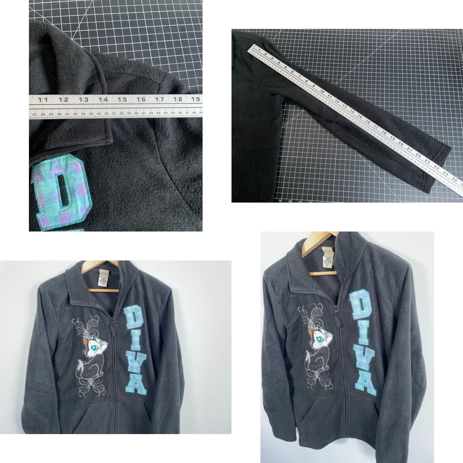 Vintage VINTAGE Looney Tunes Penelope Pussycat Diva Embroidered Full Zip Fleece Sweatshirt Women XL Black Size XL / US 12-14 / IT 48-50 - 8 Thumbnail