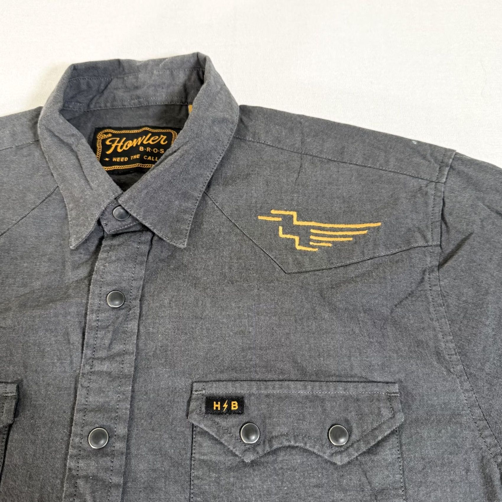 Howler Brothers Howler Bros Shirt Mens Medium Gray Crosscut Western Pearl Snap Sawtooth Size US M / EU 48-50 / 2 - 3 Thumbnail