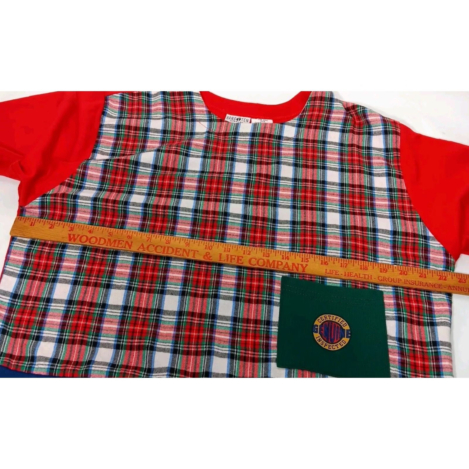 Hang Ten VINTAGE Hang Ten Shirt Sweatshirt Cropped Red Plaid Tartan 1990s Surf Skate Women's L Size L / US 10 / IT 46 - 4 Thumbnail