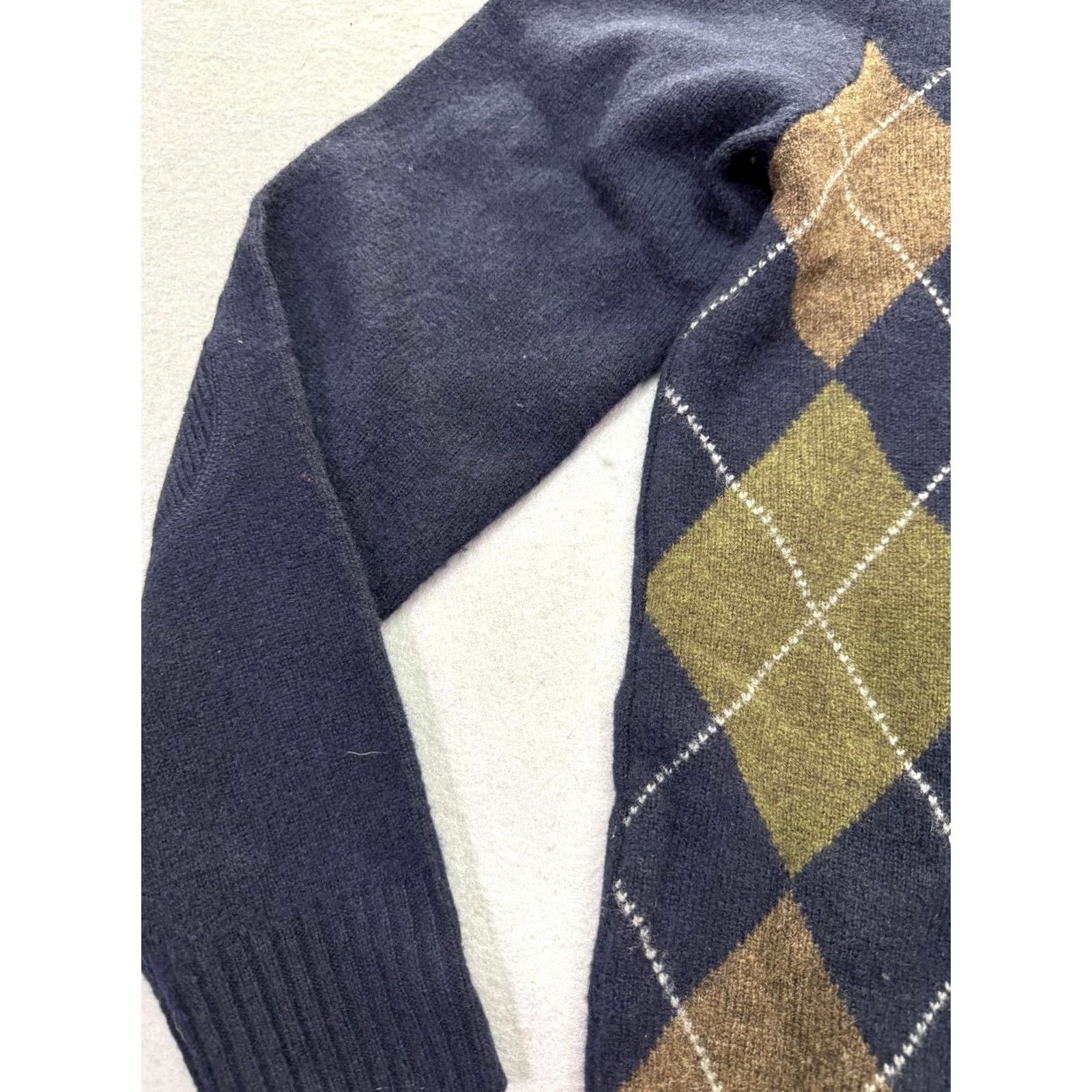 J.Crew J Crew Mens Medium Navy Argyle Lambswool Quarter Zip Pullover Sweater Size US M / EU 48-50 / 2 - 5 Thumbnail