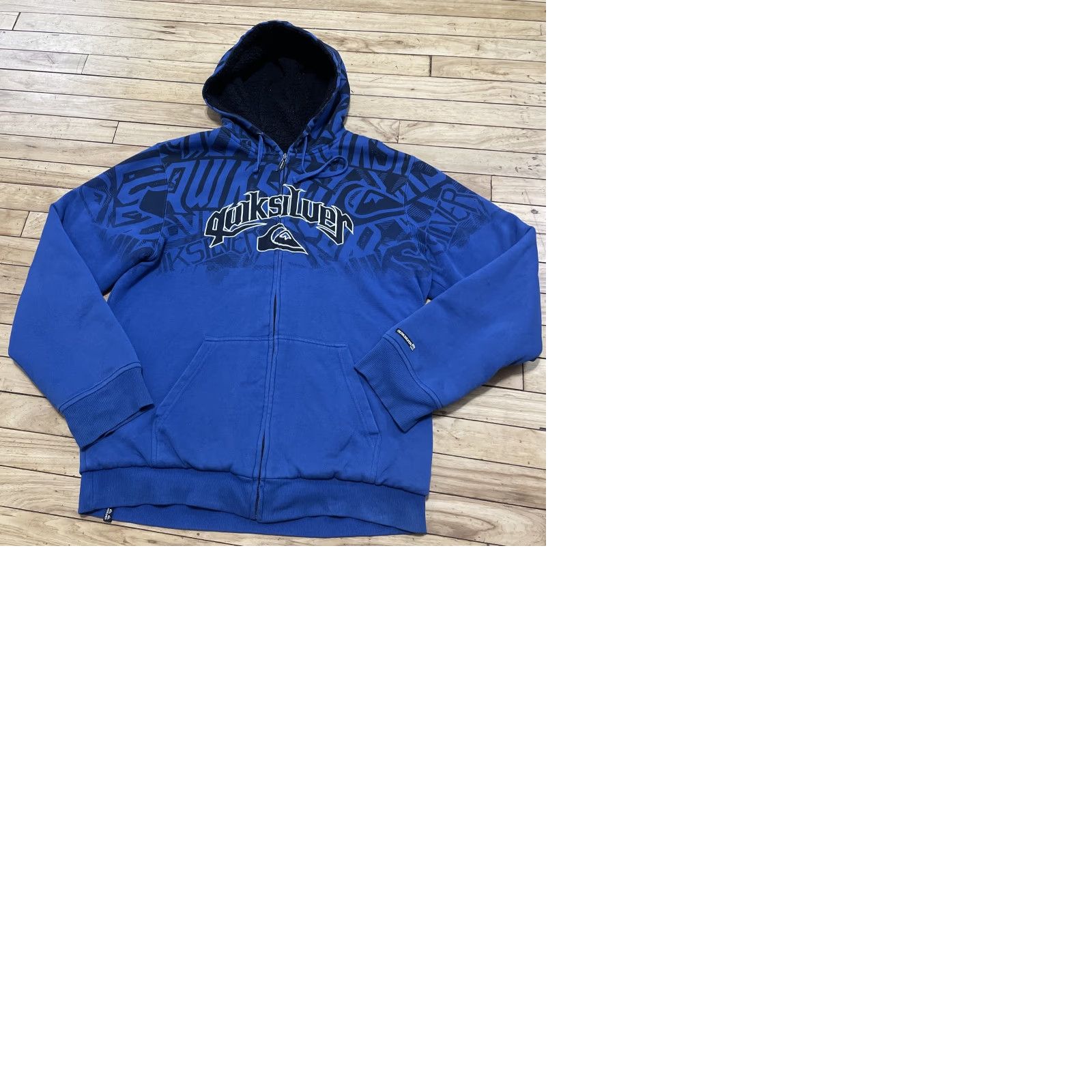Quiksilver VINTAGE Quiksilver Hoodie Men L Blue Double Graphic Embroidered Zip Jacket Surf Skate Maxi AOP Rare Size US L / EU 52-54 / 3 - 12 Thumbnail