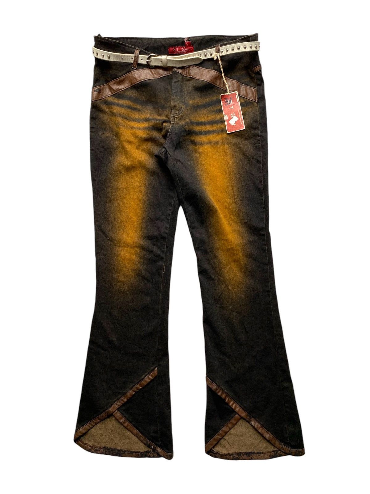 If Six Was Nine × Japanese Brand × Le Grande Bleu (L.G.B.) Zero Time jeans flared waxed streetch pants lgb style Size US 33 - 1 Thumbnail