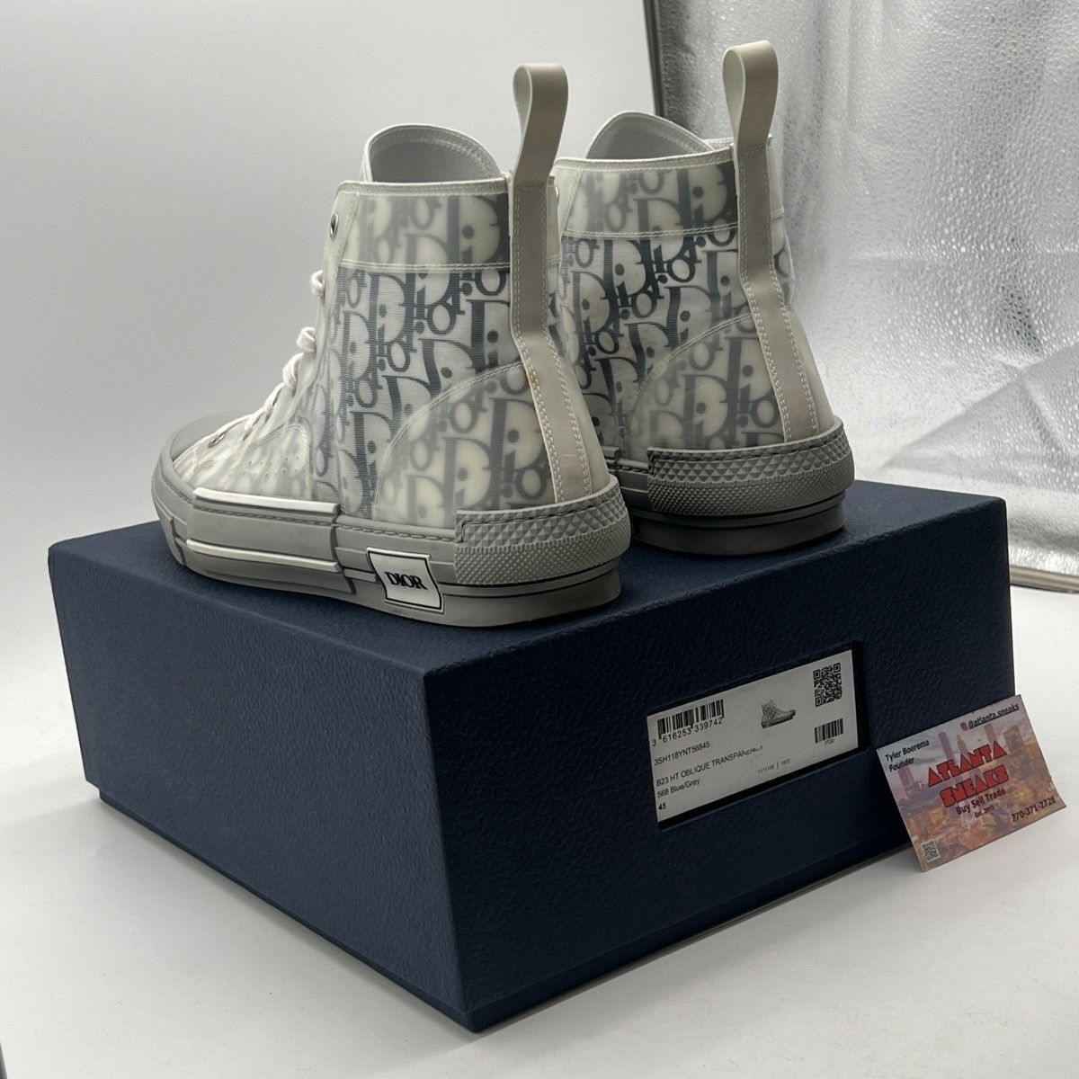 Dior Dior b23 high Dior oblique blue grey Size US 11.5 / EU 44-45 - 4 Thumbnail