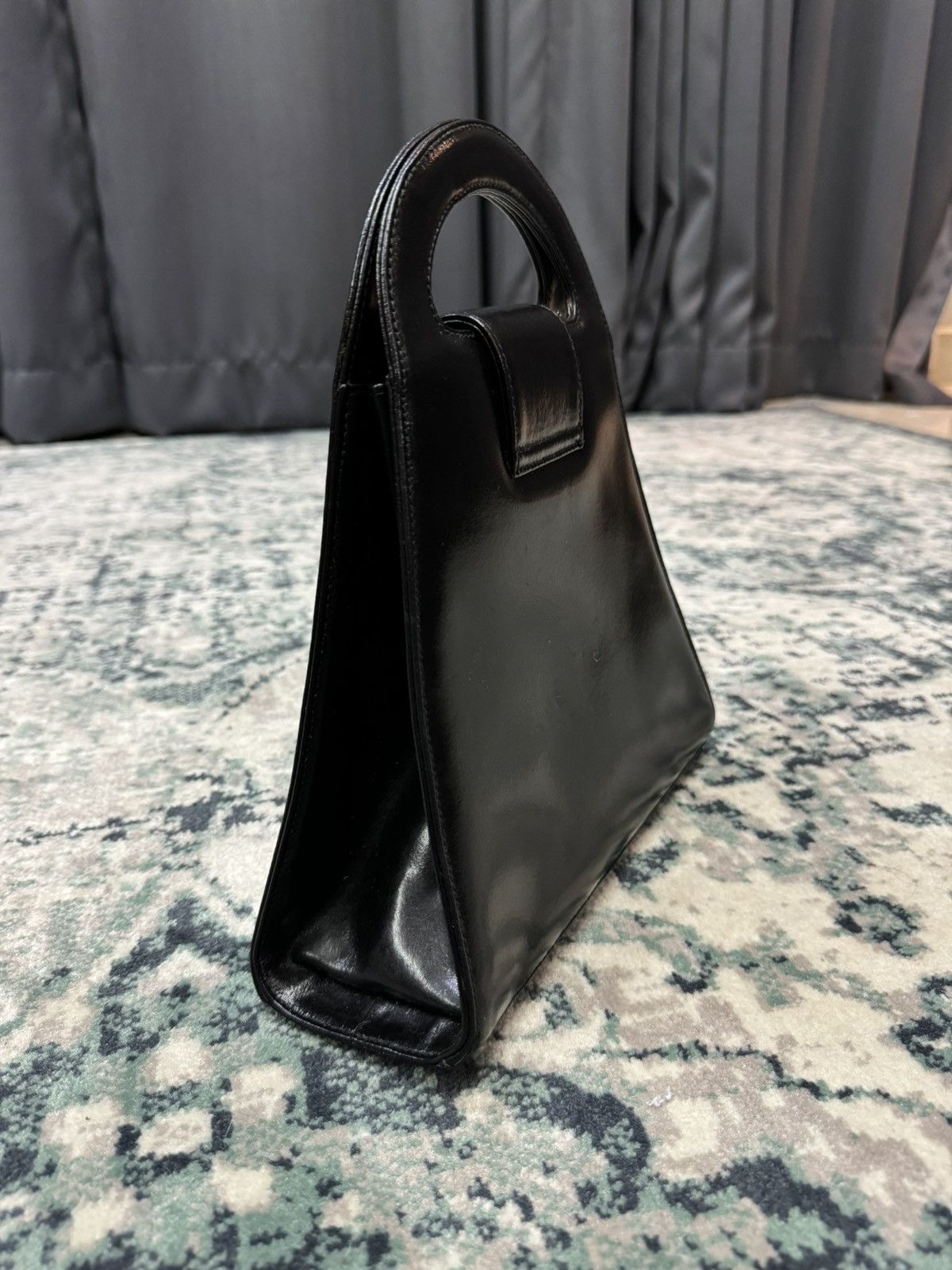 Japanese Brand VINTAGE LINEA DOPPIO LEATHER EVENING HANDLE BAG Size ONE SIZE - 4 Thumbnail