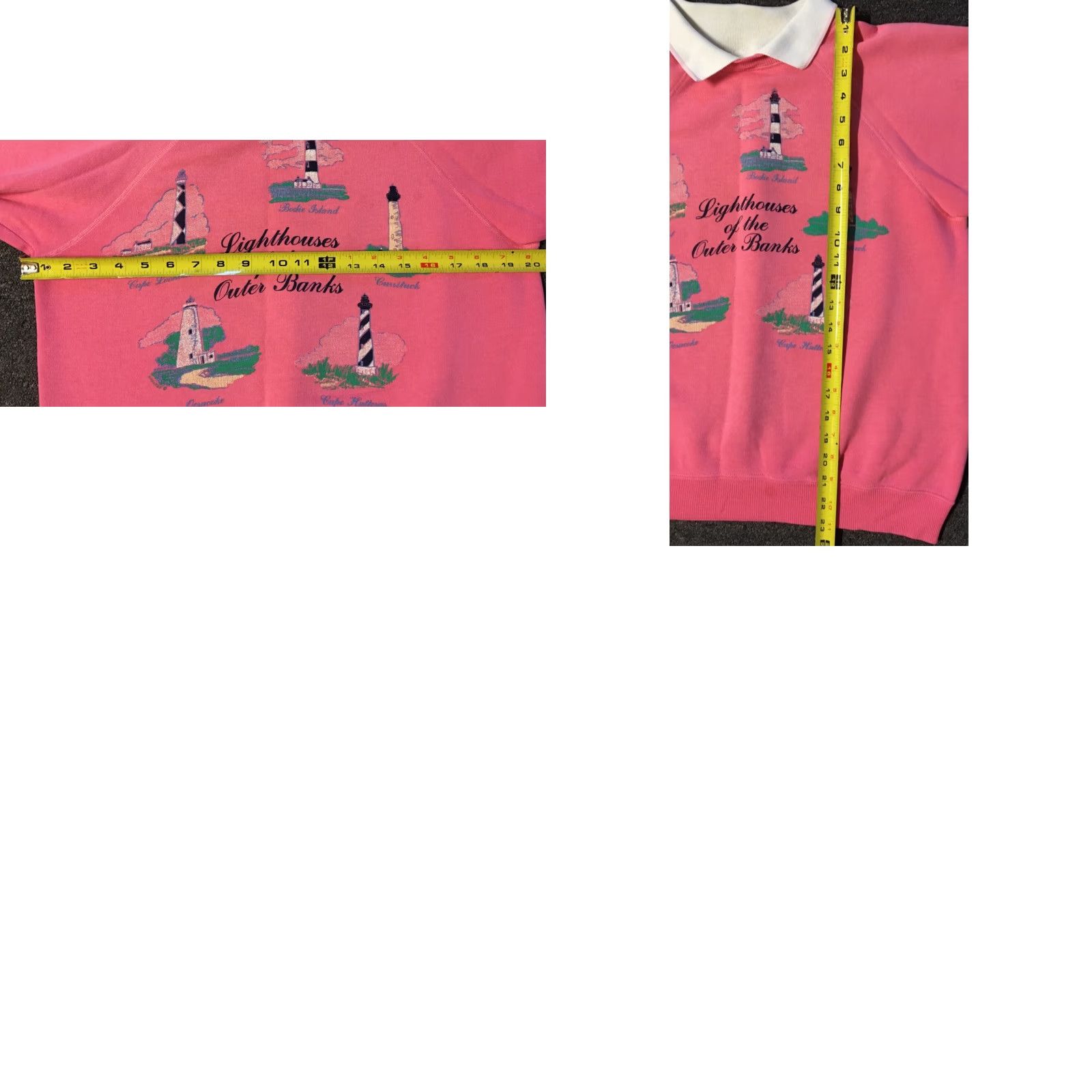 Hanes VINTAGE Hanes Sweatshirt North Carolina Lighthouse Collared S Pink 80s 90s Sailing Outdoors Boho Ocean Sport Mens Size US S / EU 44-46 / 1 - 8 Thumbnail