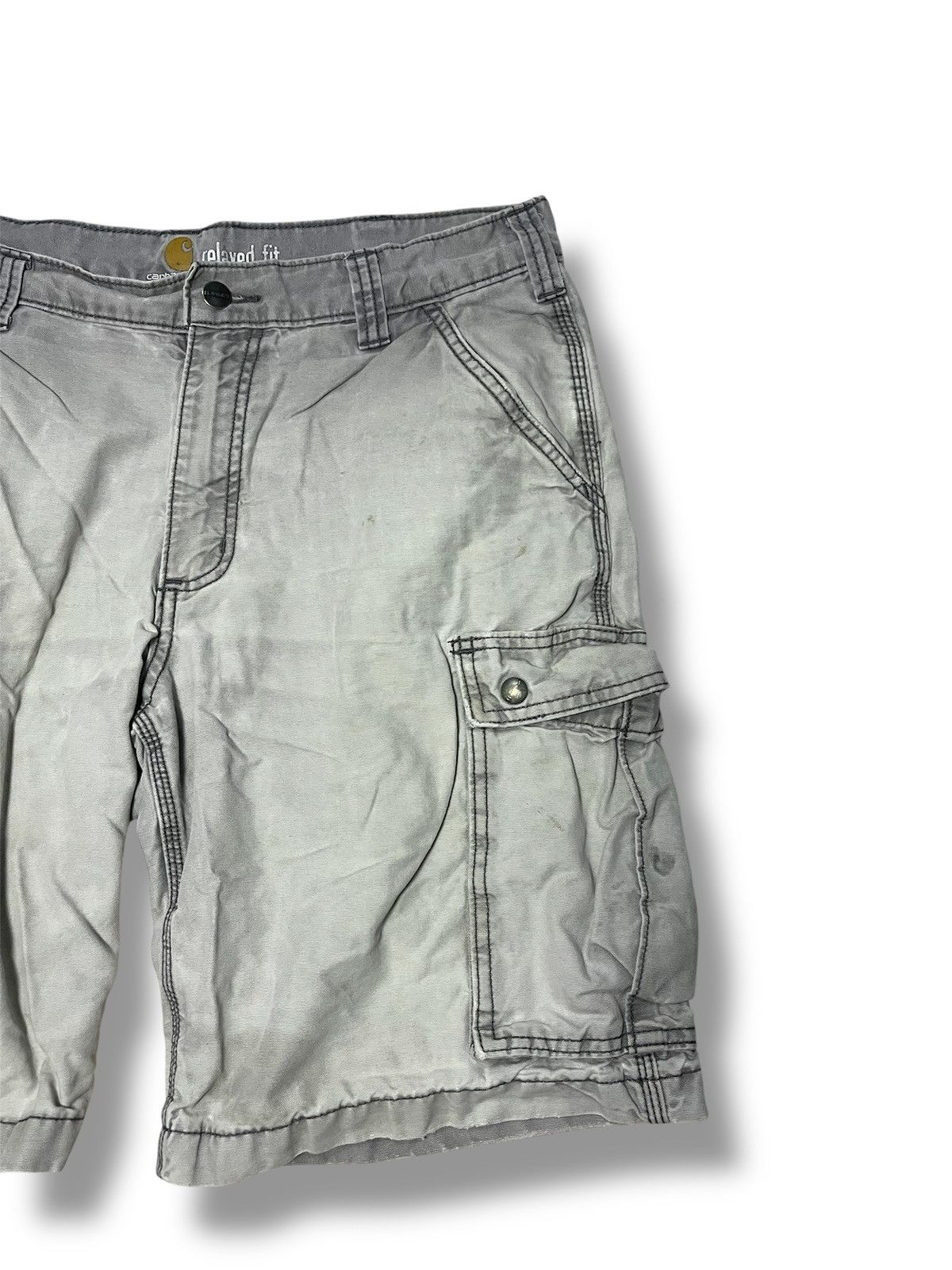 Carhartt 34 Gray Relaxed Fit Rugged Canvas Cargo Shorts 100277 Size US 34 / EU 50 - 2 Thumbnail