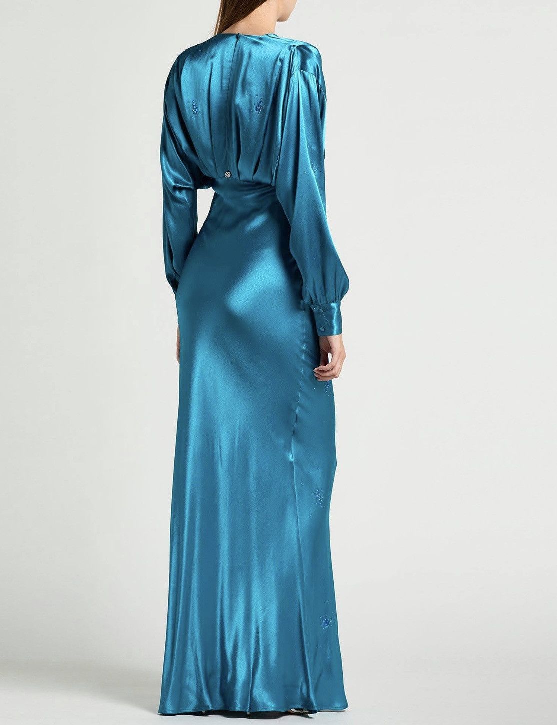 Blumarine Blumarine Satin Maxi Dress Gown Blue Teal size US 8 Size M / US 6-8 / IT 42-44 - 3 Thumbnail