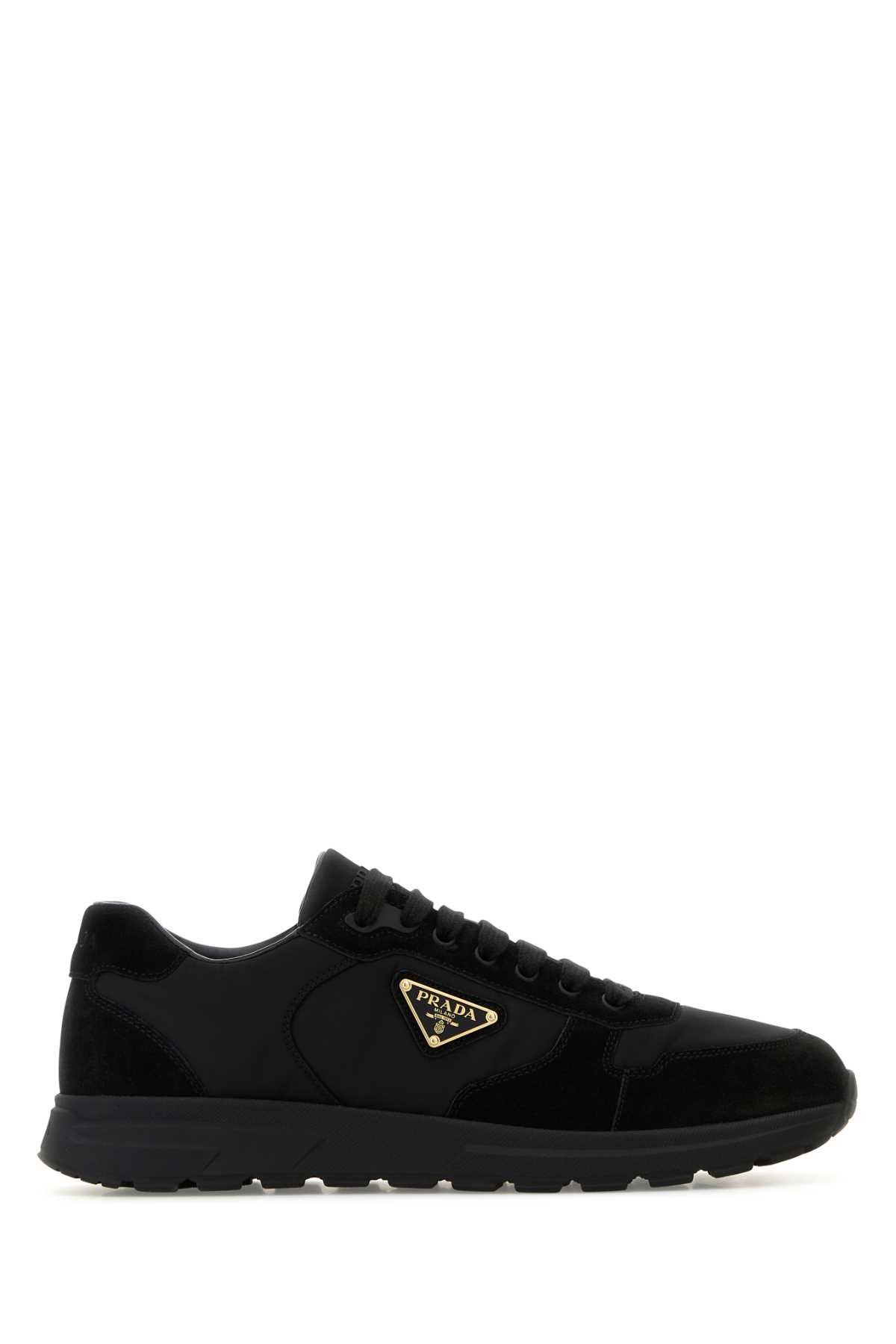 Black Re-Nylon And Suede Prax Sneakers