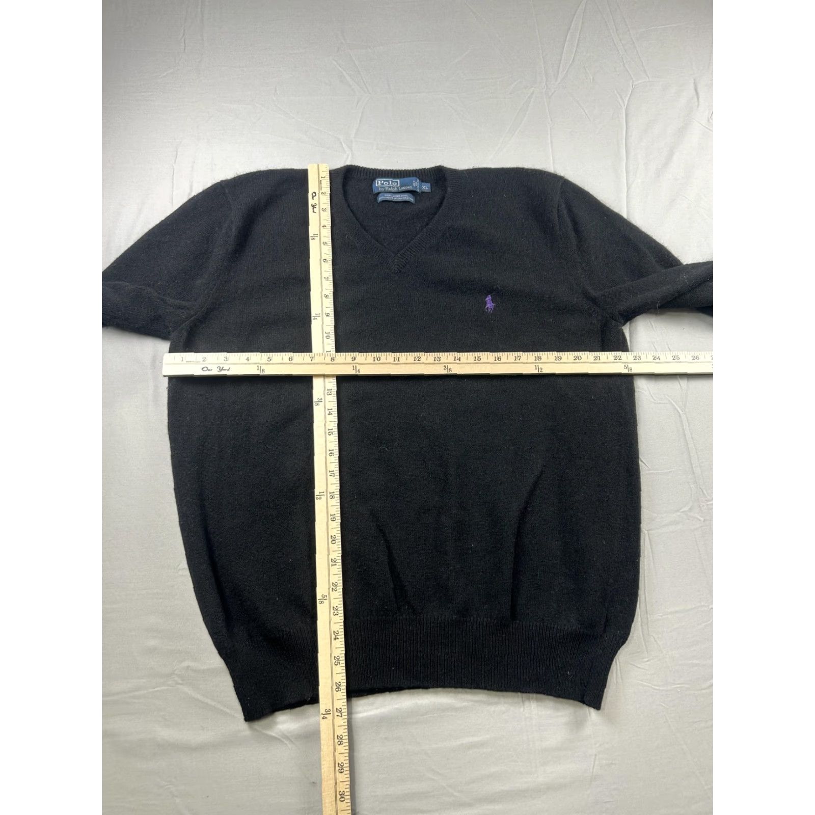 Polo Ralph Lauren VINTAGE Polo Ralph Lauren Sweater Mens XL Black Lambswool V-Neck Knit 90s Size US XL / EU 56 / 4 - 4 Thumbnail
