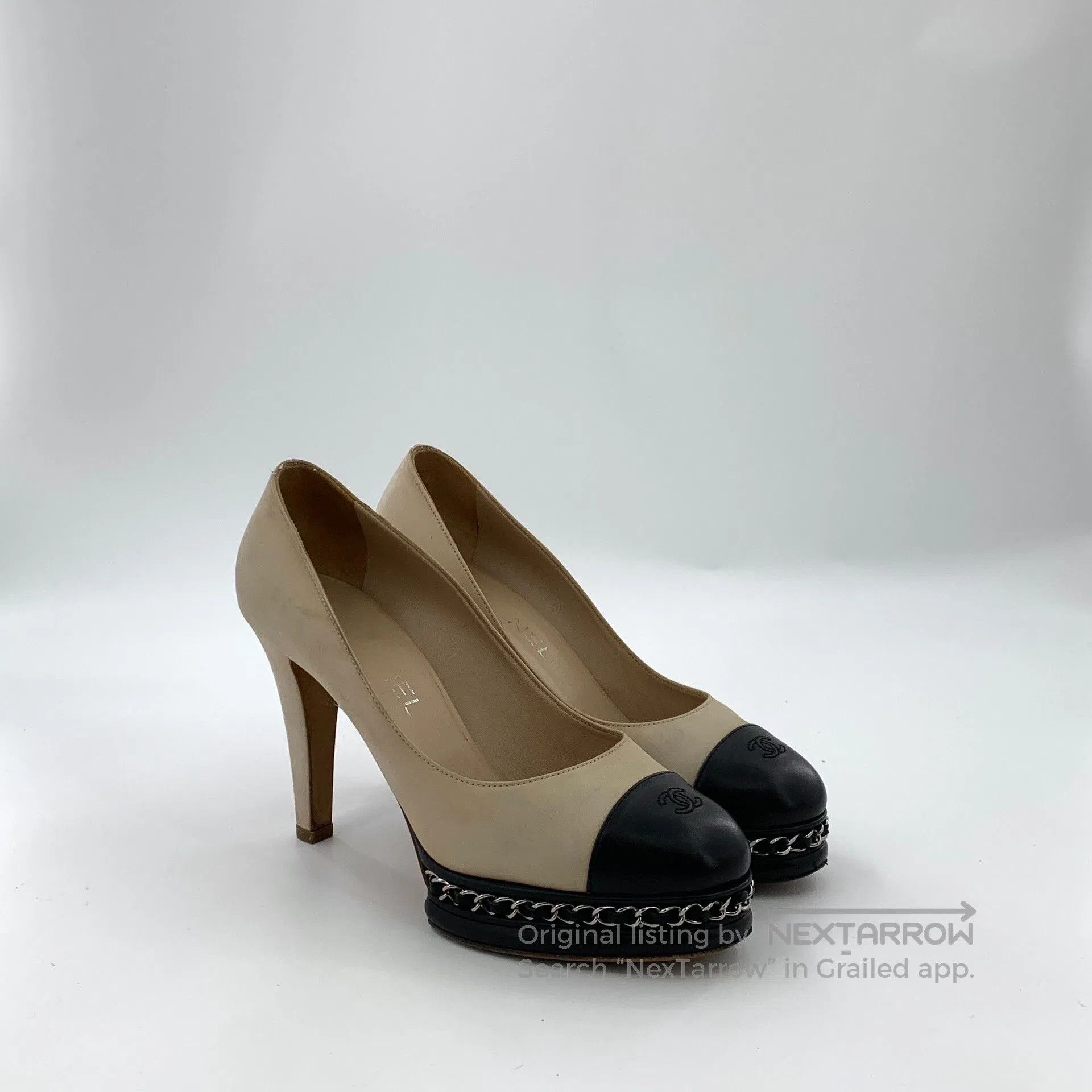 Chanel Chanel Chain Leather Logo Stiletto Heels. Size US 7 / IT 37 - 2 Thumbnail
