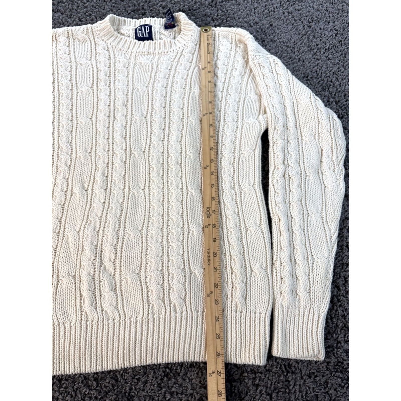 Gap VINTAGE Gap Sweater Womens Medium Cable-Knit Ivory Oversized 90s Pullover Mens? Womens Size M / US 6-8 / IT 42-44 - 2 Thumbnail