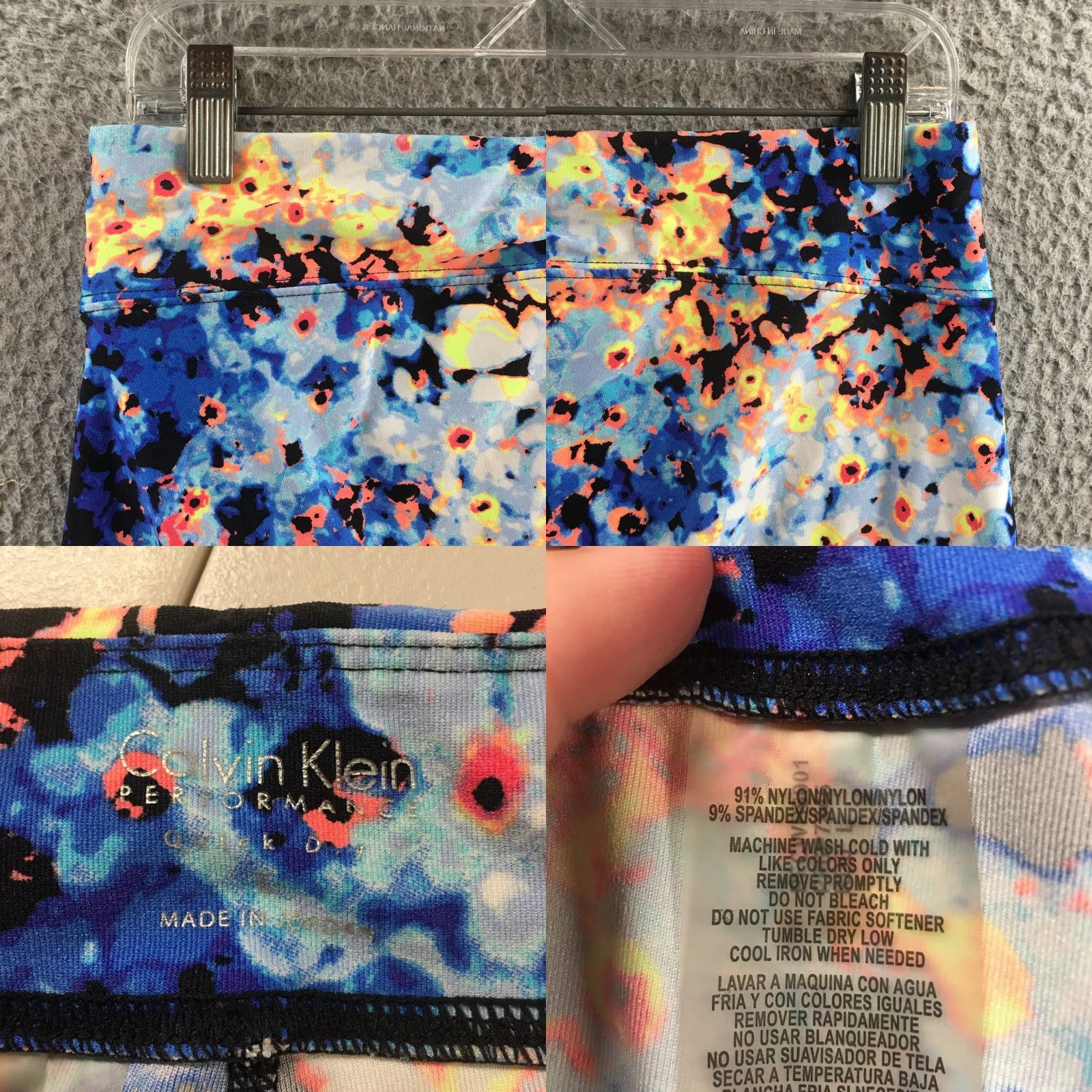 Calvin Klein Calvin Klein Capri Leggings Womens Large Multicolor Pull On Flat Front Mid Rise Yoga Casual Activewear Size 36" / US 14 / IT 50 - 9 Thumbnail