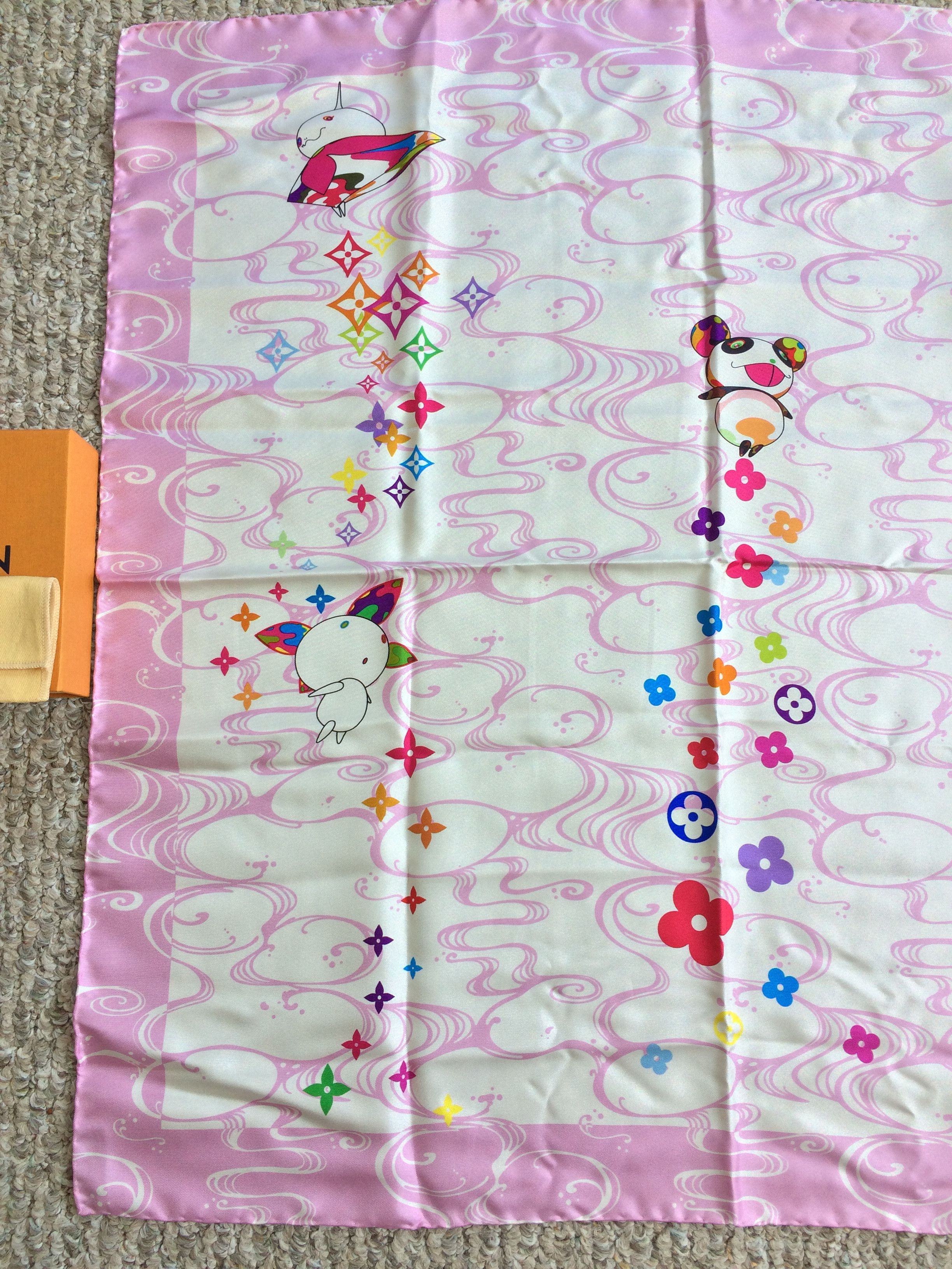 Louis Vuitton × Takashi Murakami S/S 2003 Vuitton Murakami Multicolor Monogram Silk Scarf Size ONE SIZE - 2 Thumbnail