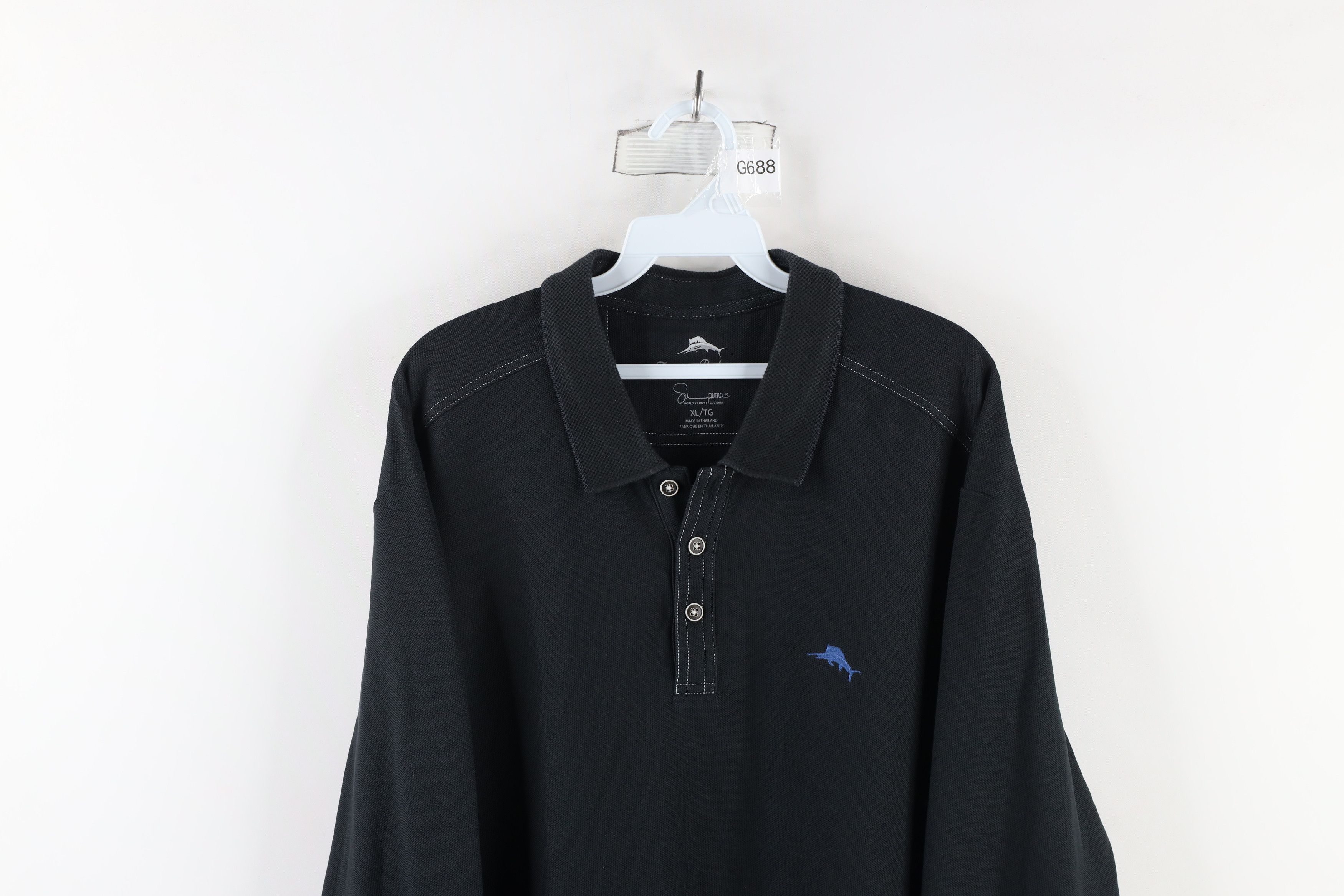 Tommy Bahama × Vintage Tommy Bahama Knit Long Sleeve Collared Polo Shirt Black Size US XL / EU 56 / 4 - 2 Thumbnail