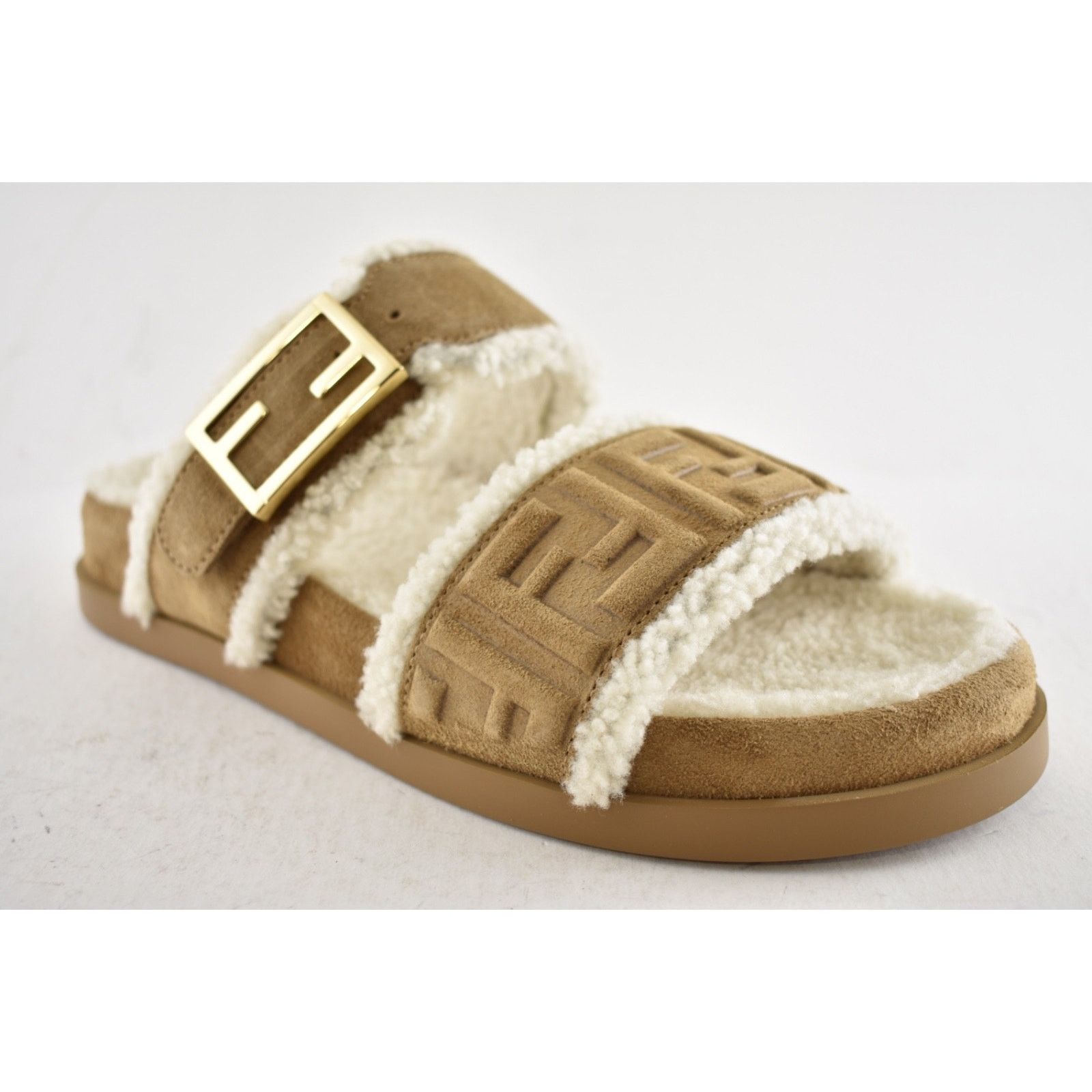 Fendi Fendi Feel Slide Shearling Fur Lined Bronze Monogram 37.5 Size US 7.5 / IT 37.5 - 6 Thumbnail