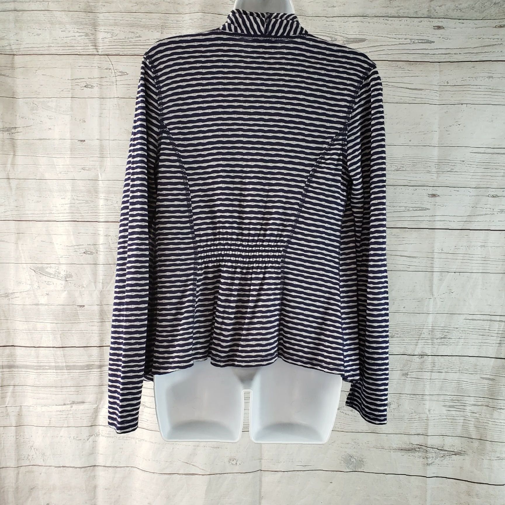 Market Market & Spruce Womens Cardigan Sz Small Blue Gray Striped Open Front Rayon Size S / US 4 / IT 40 - 4 Thumbnail