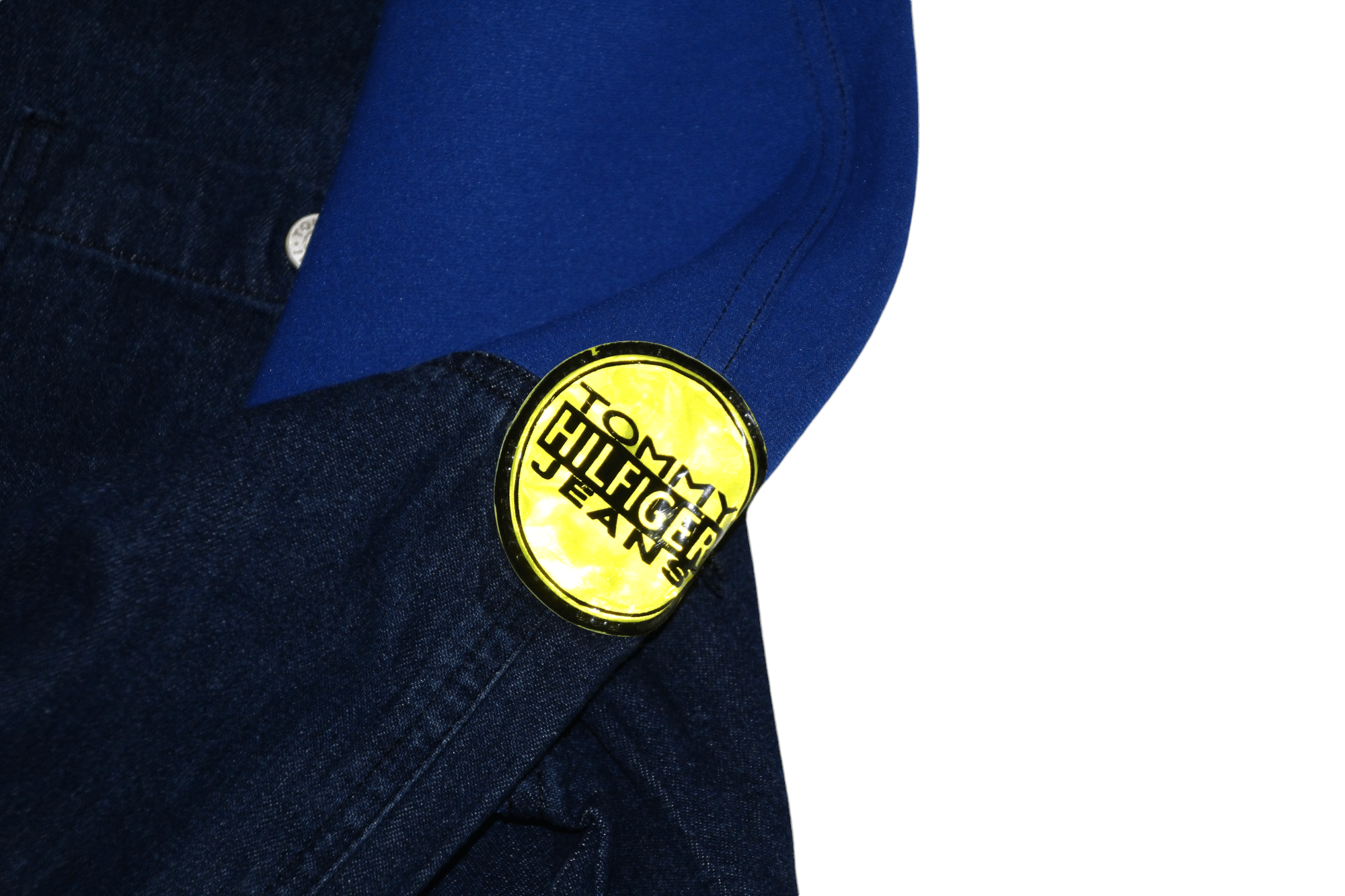 Tommy Hilfiger 90's RARE💥Tommy Jeans Indigo Denim Softshell Trim Pullover Size US XL / EU 56 / 4 - 8 Thumbnail