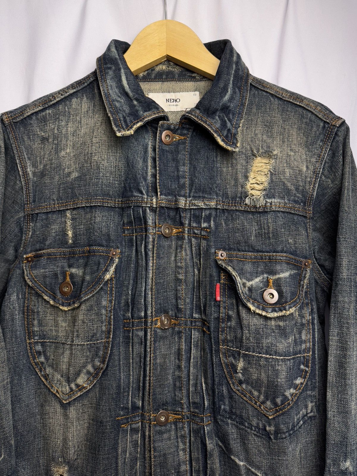 Hysteric Glamour × If Six Was Nine × Japanese Brand Distressed Buckle Back Washed Nero Type 2 Denim Jacket Size US M / EU 48-50 / 2 - 3 Thumbnail